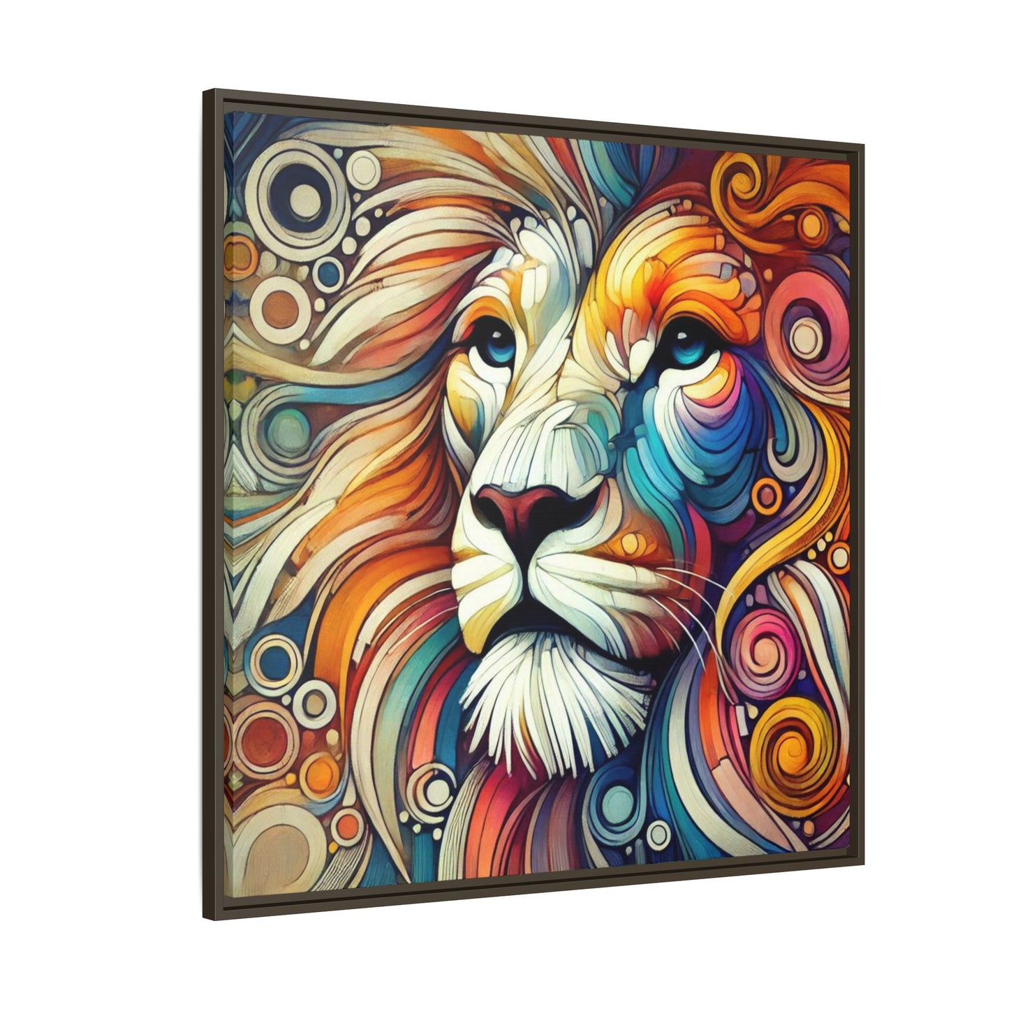 Modern Lion Print Abstract Design Unique Framed Canvas Print King of Jungle Wall Art Animal Lover Gift Nature Lover Decor 3 frame colors