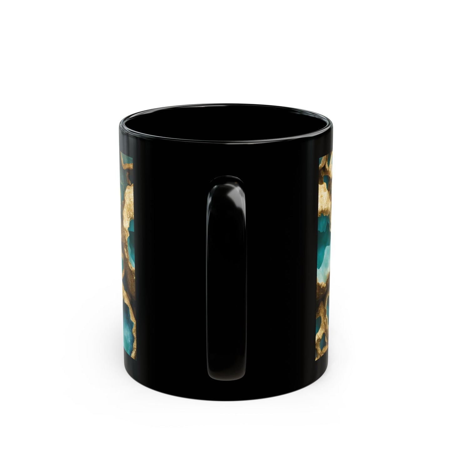 Blue, Green and Gold Amethyst Crystal Geode Design Coffee Tea Hot Chocolate Mug Boho Gift for Her Nature Lover Gift Geology Rock Lover Gift