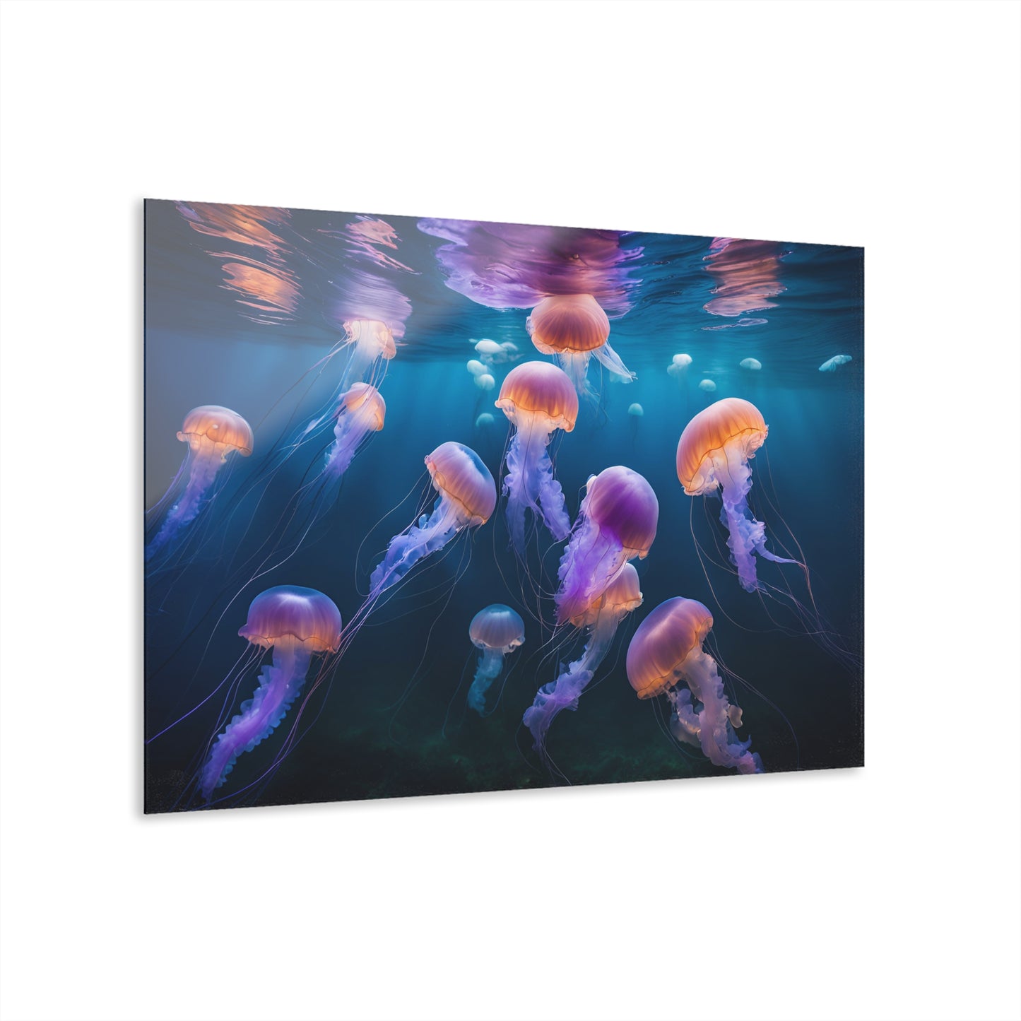 Large Jellyfish Acrylic Print with French Cleat Sea Life Wall Art Underwater Beachy Nature Relaxing Ocean Artwork Modern Home Decor