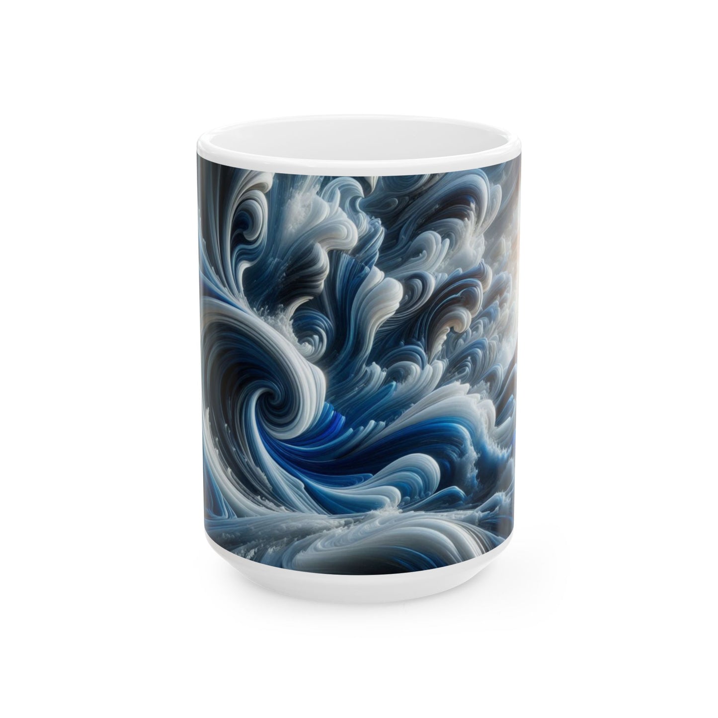 Ceramic Beach Theme Coffee Mug Modern Wave Design Mug Tea Cup Oceanic Swirl Design Salt Life Surfer Beachy Ceramic Mug