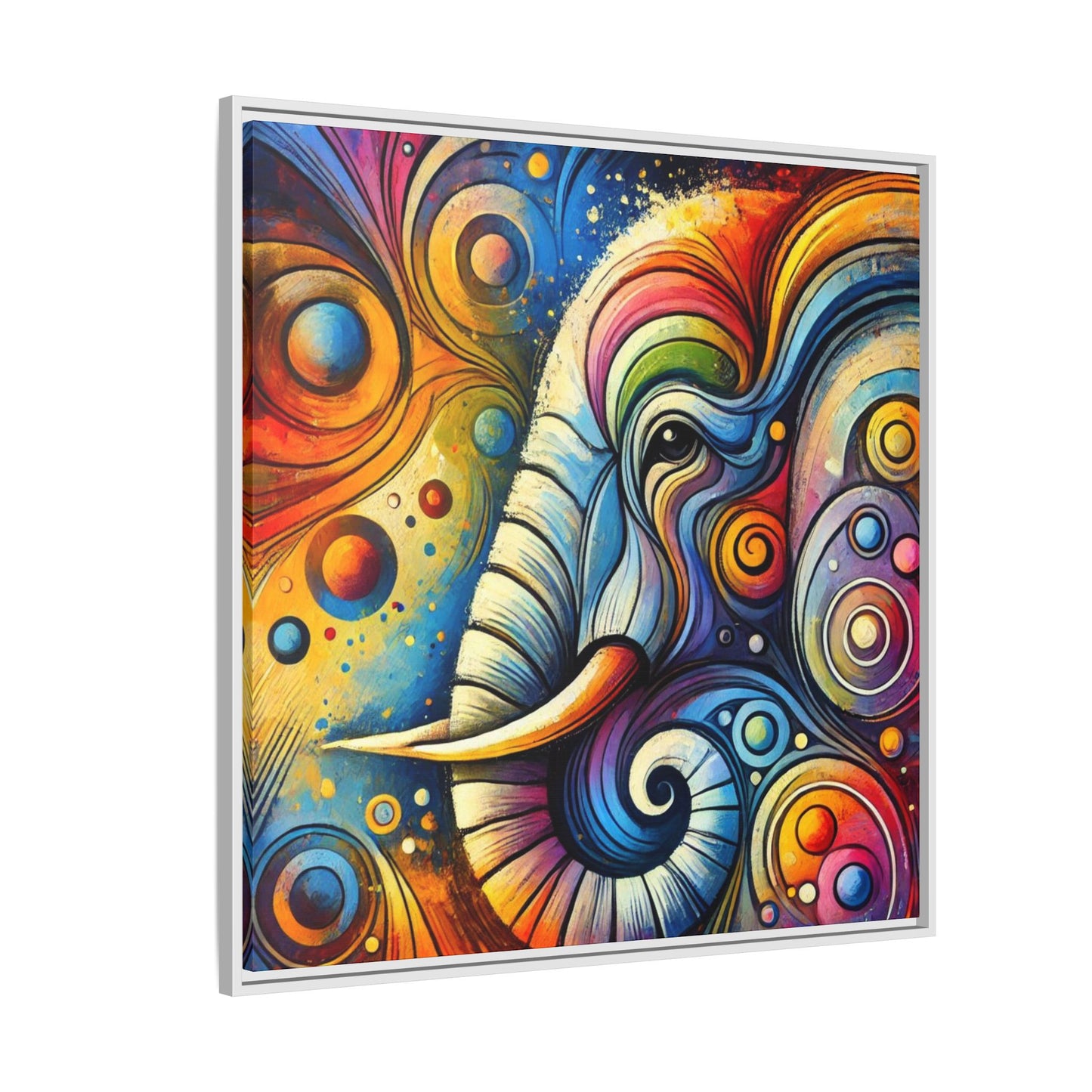 Modern Elephant Print Abstract Design Unique Framed Canvas Print African Wall Art Animal Lover Gift Nature Lover Decor 3 frame colors