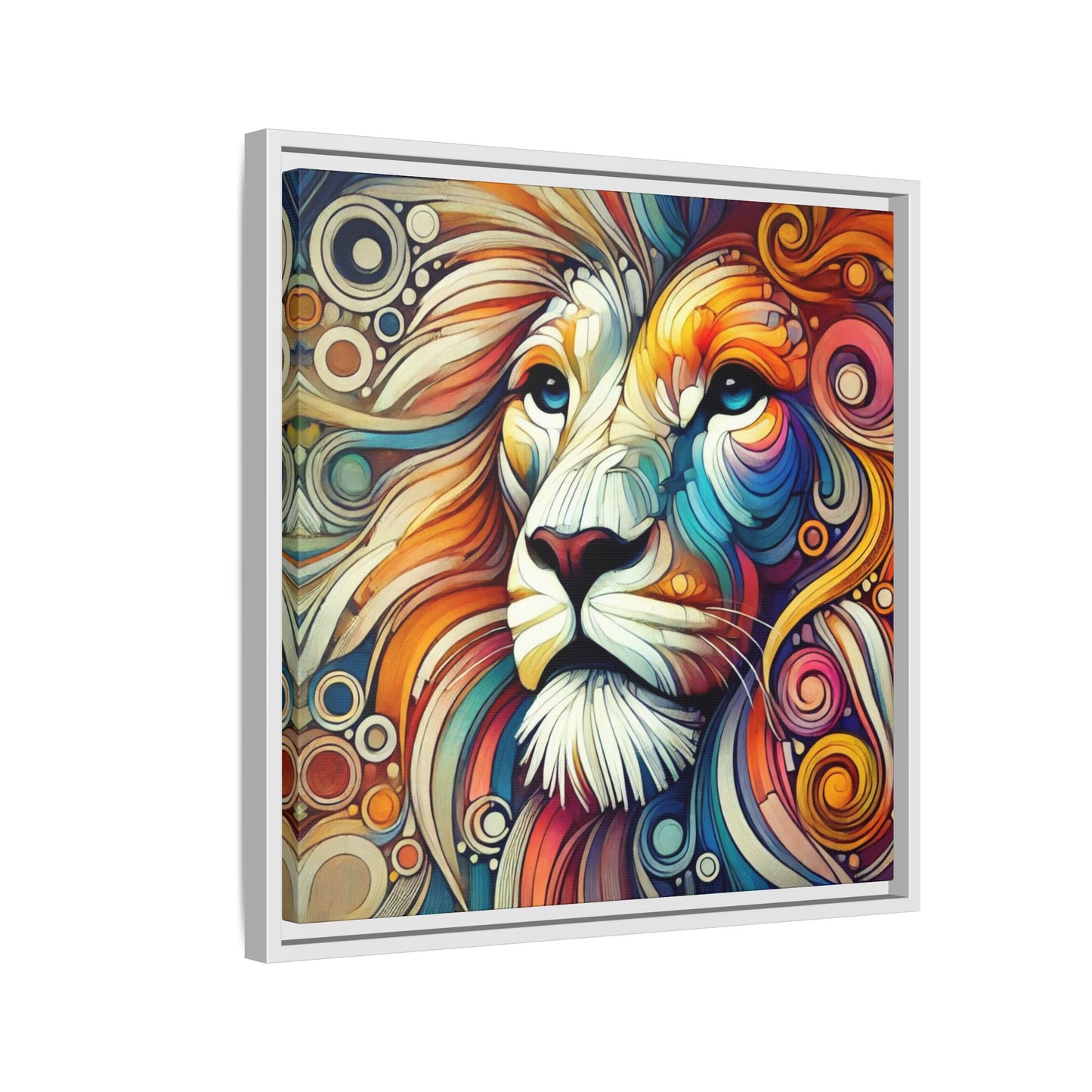 Modern Lion Print Abstract Design Unique Framed Canvas Print King of Jungle Wall Art Animal Lover Gift Nature Lover Decor 3 frame colors
