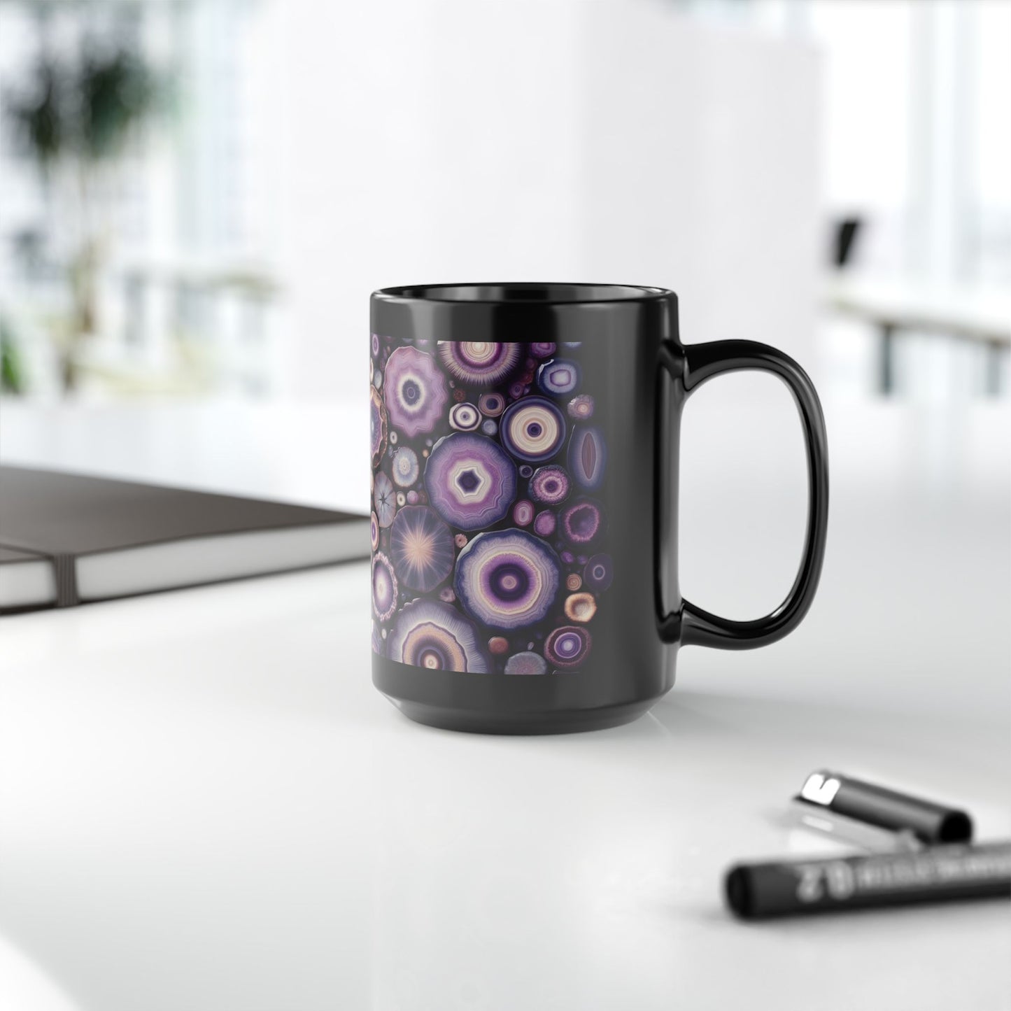 Ceramic Coffee Mug Purple Amethyst Quartz-Inspired Image Nature Rock Lover Ceramic Tea Cup Geode Inspired Agate Look Ceramic Mug