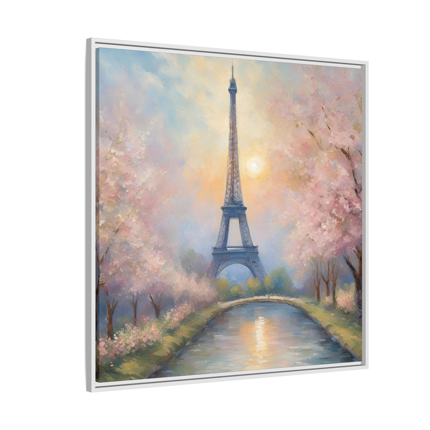 Modern Abstract Pastel Eiffel Tower Design Unique Framed Colorful Canvas Landscape Wall Art Paris France Gift Landscape Gift 3 frame colors