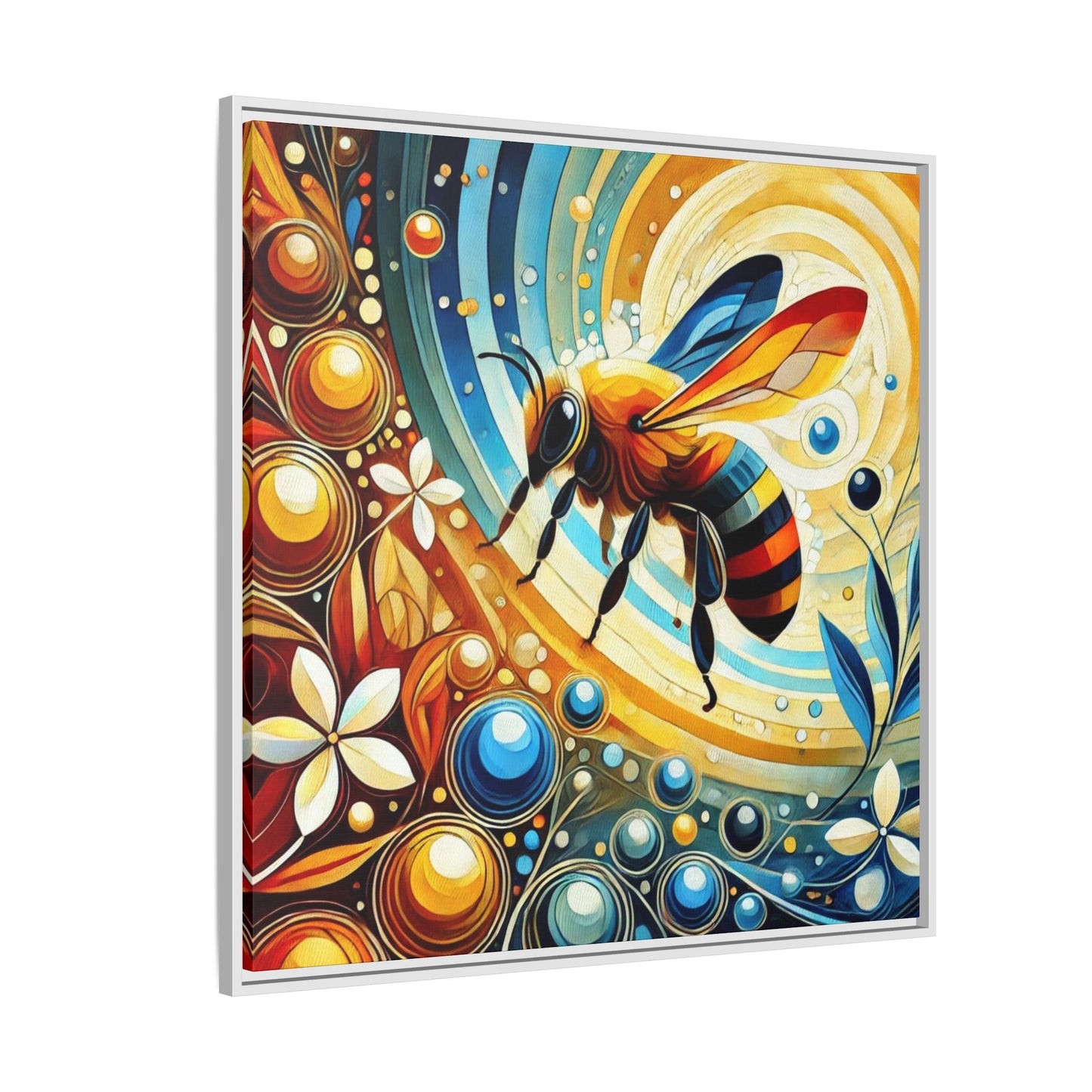 Modern Bee Print Abstract Design Unique Framed Canvas Print Insect Lover Wall Art Animal Lover Nature Lover Decor 3 frame colors