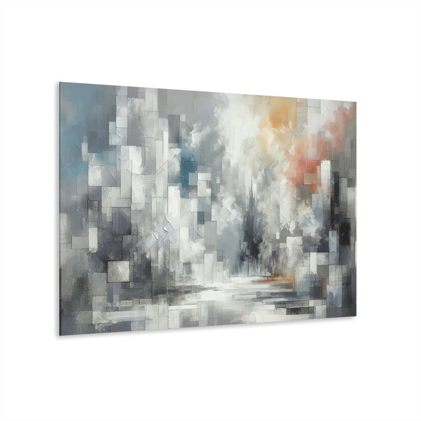 Abstract Modern Art Design Acrylic Print with French Cleat Downtown Art White Cityscape Nature Wall Art Relaxing Contemporary Artwork