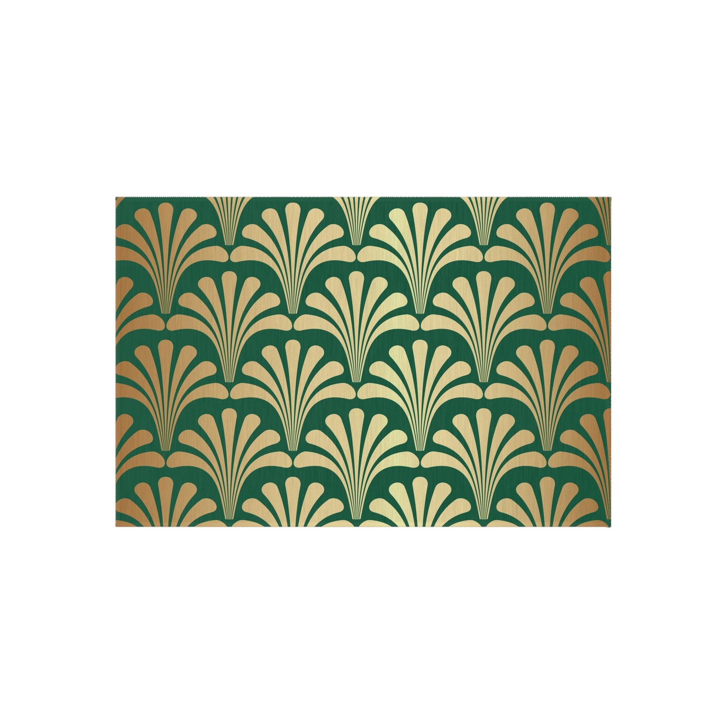 Chenille Outdoor Rug with No-Skid Backing Cozy Green and Gold Outdoor Carpet Patio Decor Gazebo Rug Pool Area Decor Outdoor Kitchen Rug