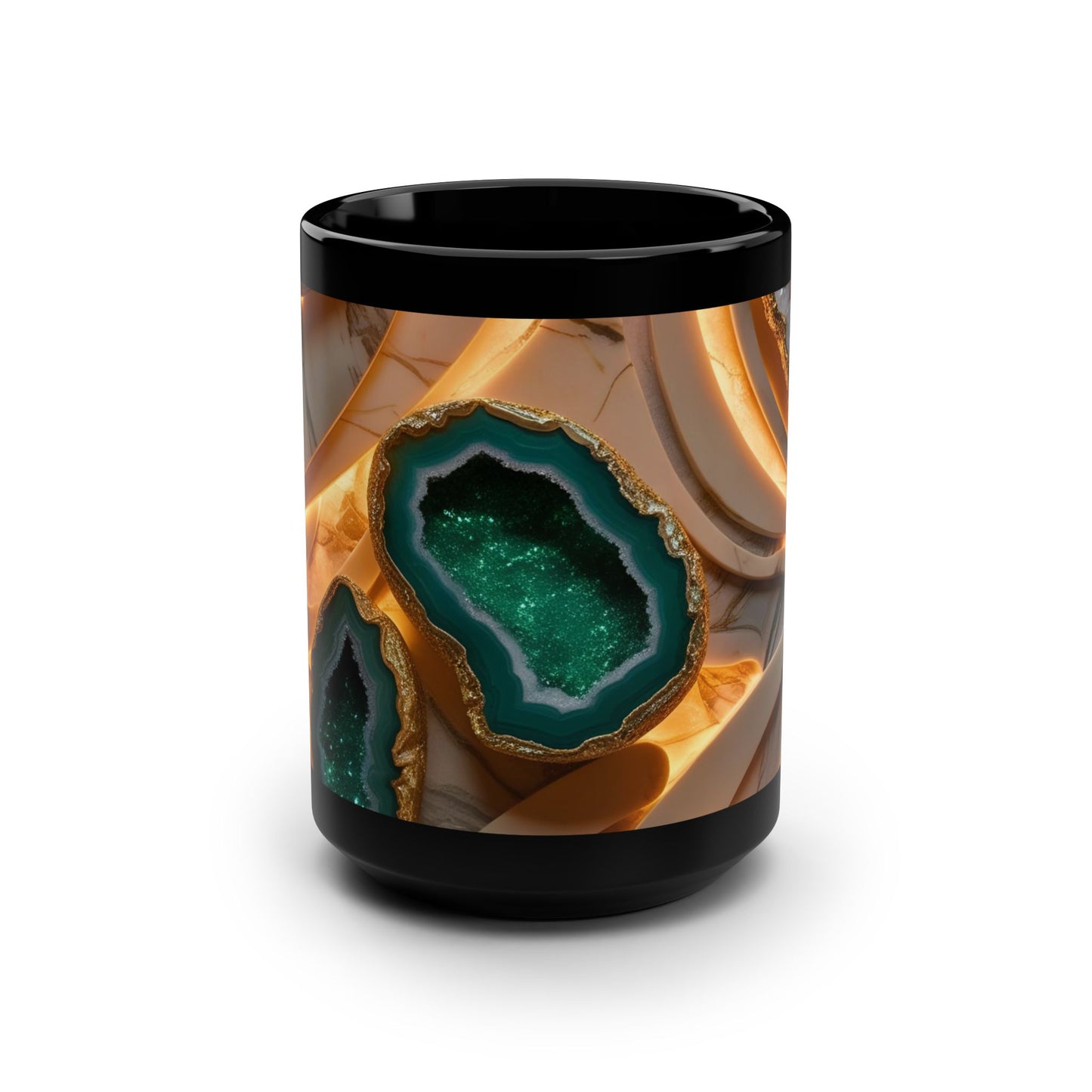 Ceramic Coffee Mug Geode-Inspired Image Nature Lover Ceramic Teacup Gardener Gift Agate-look Rock Lover 15oz Mug
