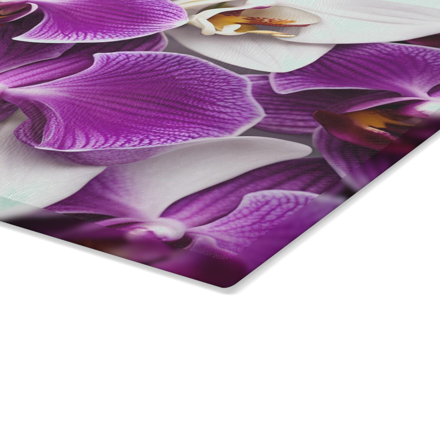 Kitchen Decor Glass Cutting Board Serving Tray with Orchid Design Pattern Cutting Board Gift for Home Cook Charcuterie Board