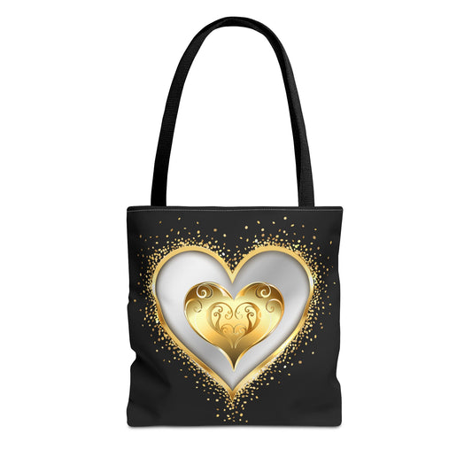 Heart Tote Bag | Carryall | Gold & Silver | Love | Happiness | Friendship |