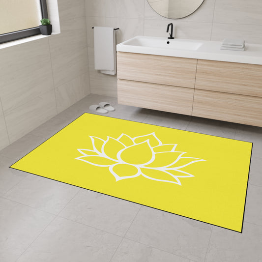 Decorative Heavy Duty Non-Slip Floor Mat Stylish Design Perfect for Entryway Kitchen Décor Yellow Lotus Blossom Floral Design Rug Bath Mat