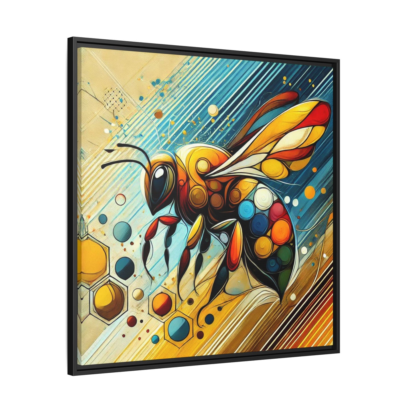 Modern Bee Print Abstract Design Unique Framed Canvas Print Insect Lover Wall Art Animal Lover Gift Nature Lover Decor 3 frame colors