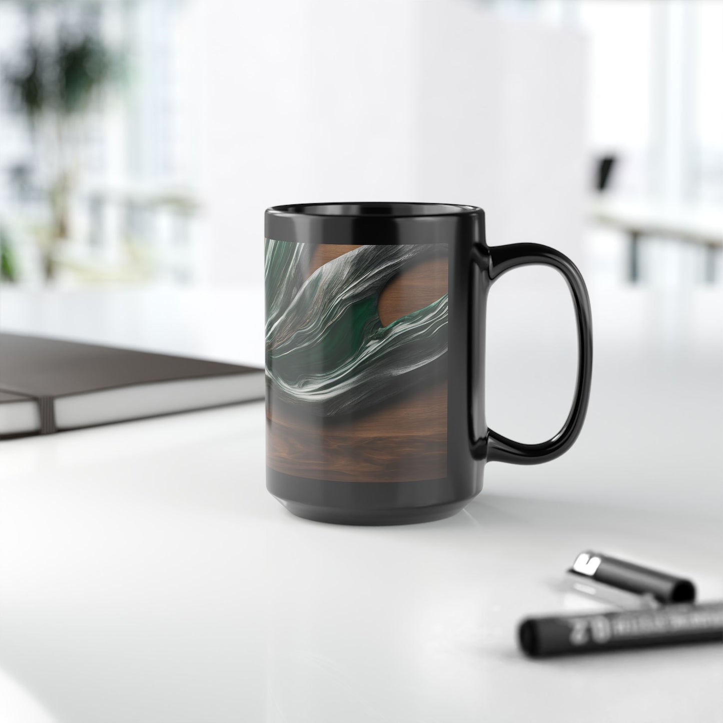 Ceramic Coffee Mug Wood-Inspired Image Nature Lover Ceramic Teacup Gardener Gift Colorful Unique Wave-look 15oz Ceramic Mug