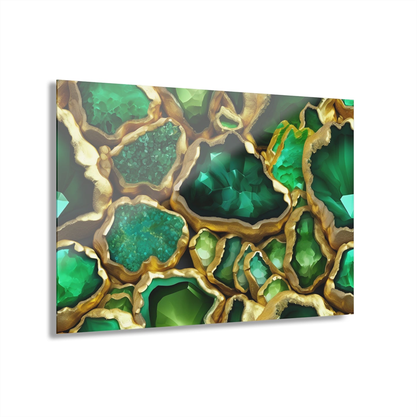 Large Geode-Inspired Design Acrylic Print with French Cleat Emerald-look Nature Wall Art Rock Lover Relaxing Artwork Modern Home Decor