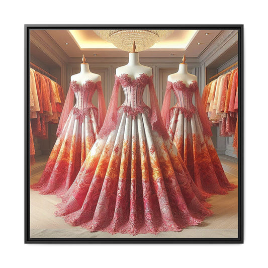 Fashion Formal Runway Dress Framed Canvas Print Wall Art Unique Fashion Designer Style Haute Couture Fashionista Gift Decor 3 Frame Colors