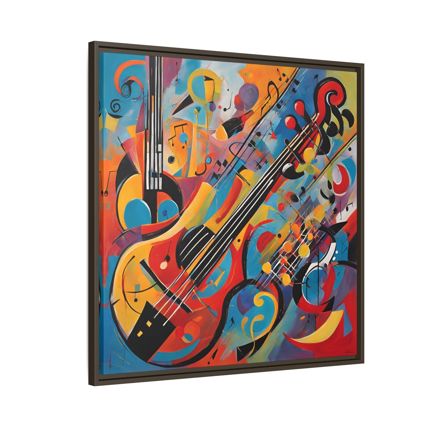 Modern Music-Themed Print Abstract Design Unique Framed Canvas Print Guitar Wall Art Music Lover Gift Decor 3 frame colors