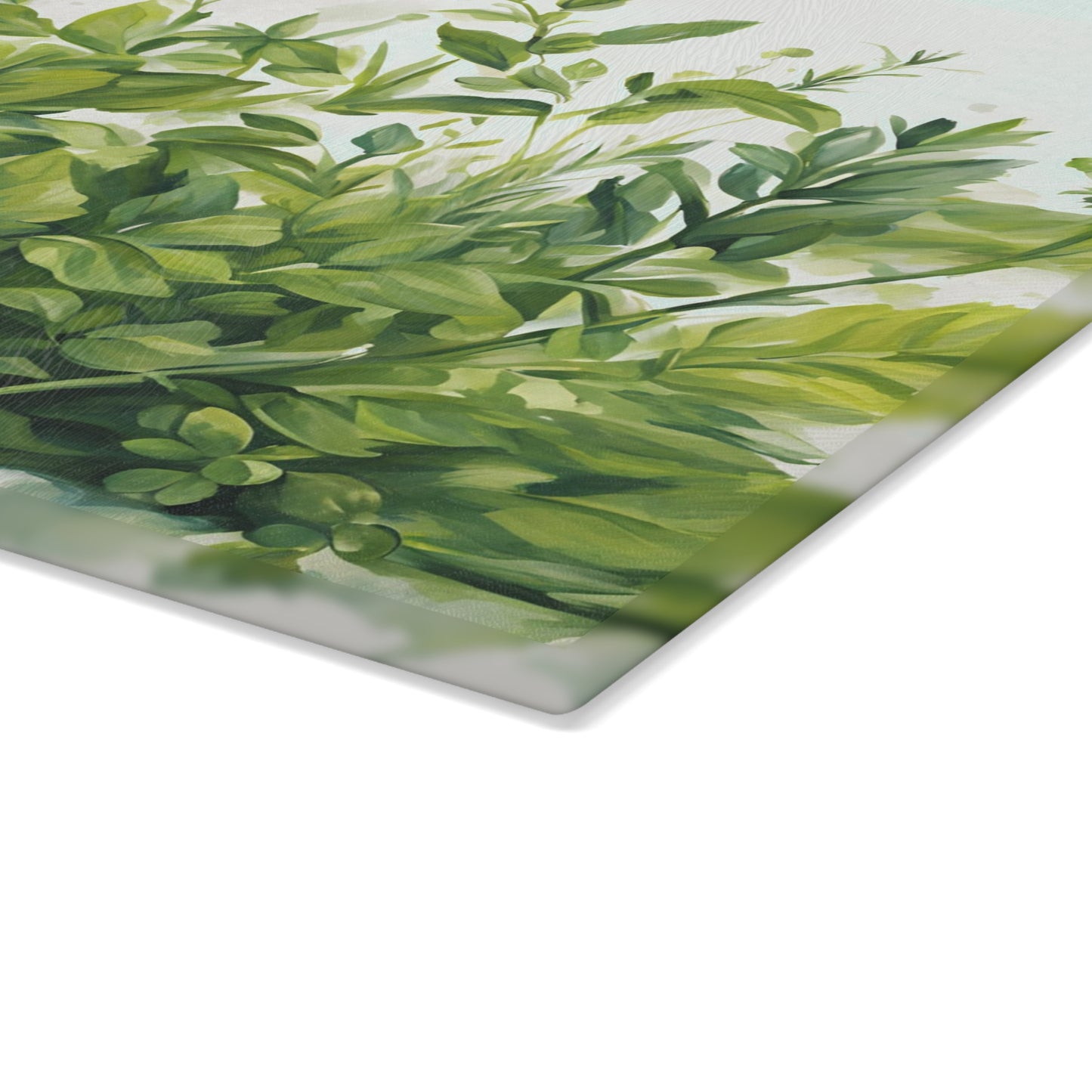 Kitchen Decor Glass Cutting Board Serving Tray with Garden Herbs Image Pattern Cutting Board Gift for Home Cook Charcuterie Board