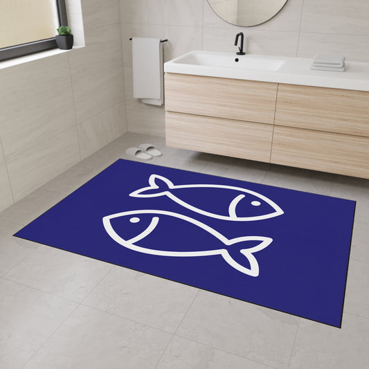 Decorative Heavy Duty Non-Slip Floor Mat Stylish Design Perfect for Entryway Kitchen Décor Blue Fish Design Rug Bathroom Mat