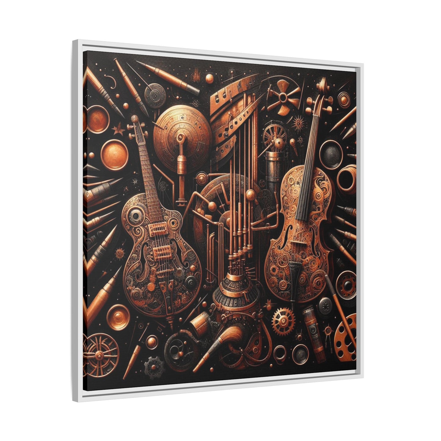 Modern Music-Themed Print Abstract Design Unique Framed Canvas Print Steampunk Wall Art Music Lover Gift Decor 3 frame colors