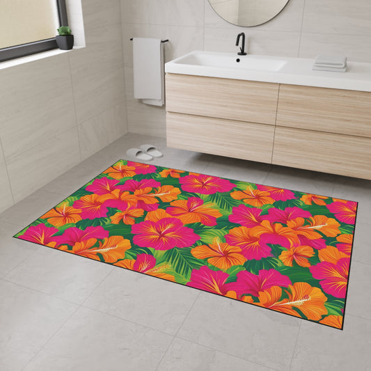 Decorative Heavy Duty Non-Slip Floor Mat Stylish Design Perfect for Entryway Kitchen Décor Beachy Hawaiian Rug Tropical Bathroom Floor