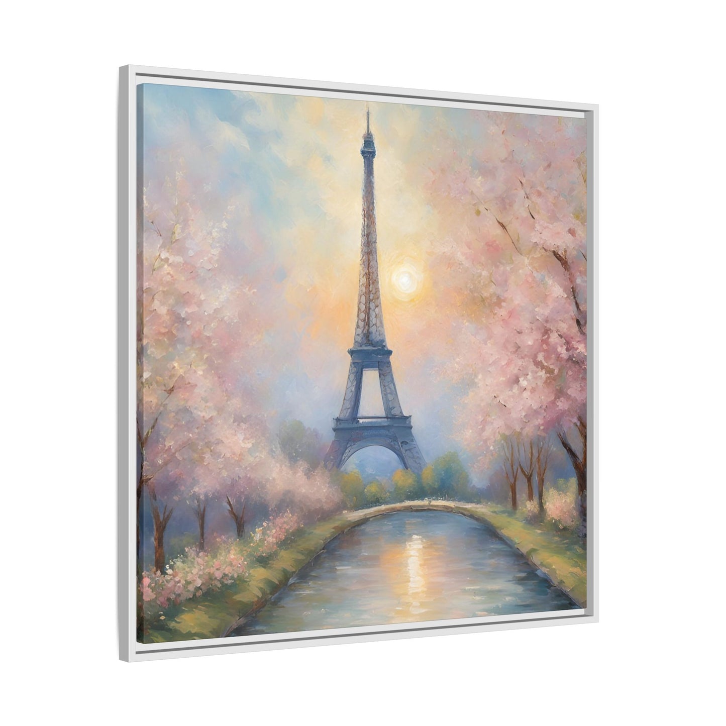 Modern Abstract Pastel Eiffel Tower Design Unique Framed Colorful Canvas Landscape Wall Art Paris France Gift Landscape Gift 3 frame colors