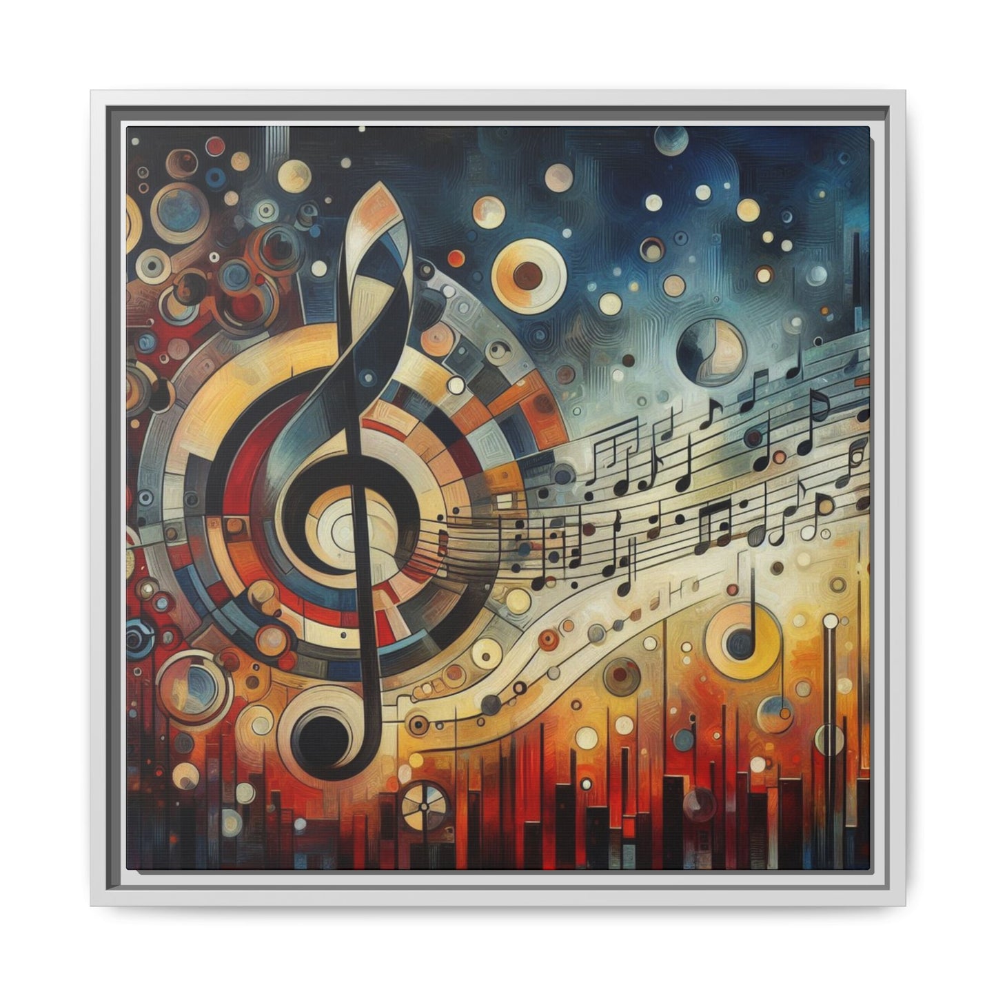 Modern Music-Themed Print Abstract Design Unique Framed Canvas Print Treble Clef Note Wall Art Music Lover Gift Decor 3 frame colors