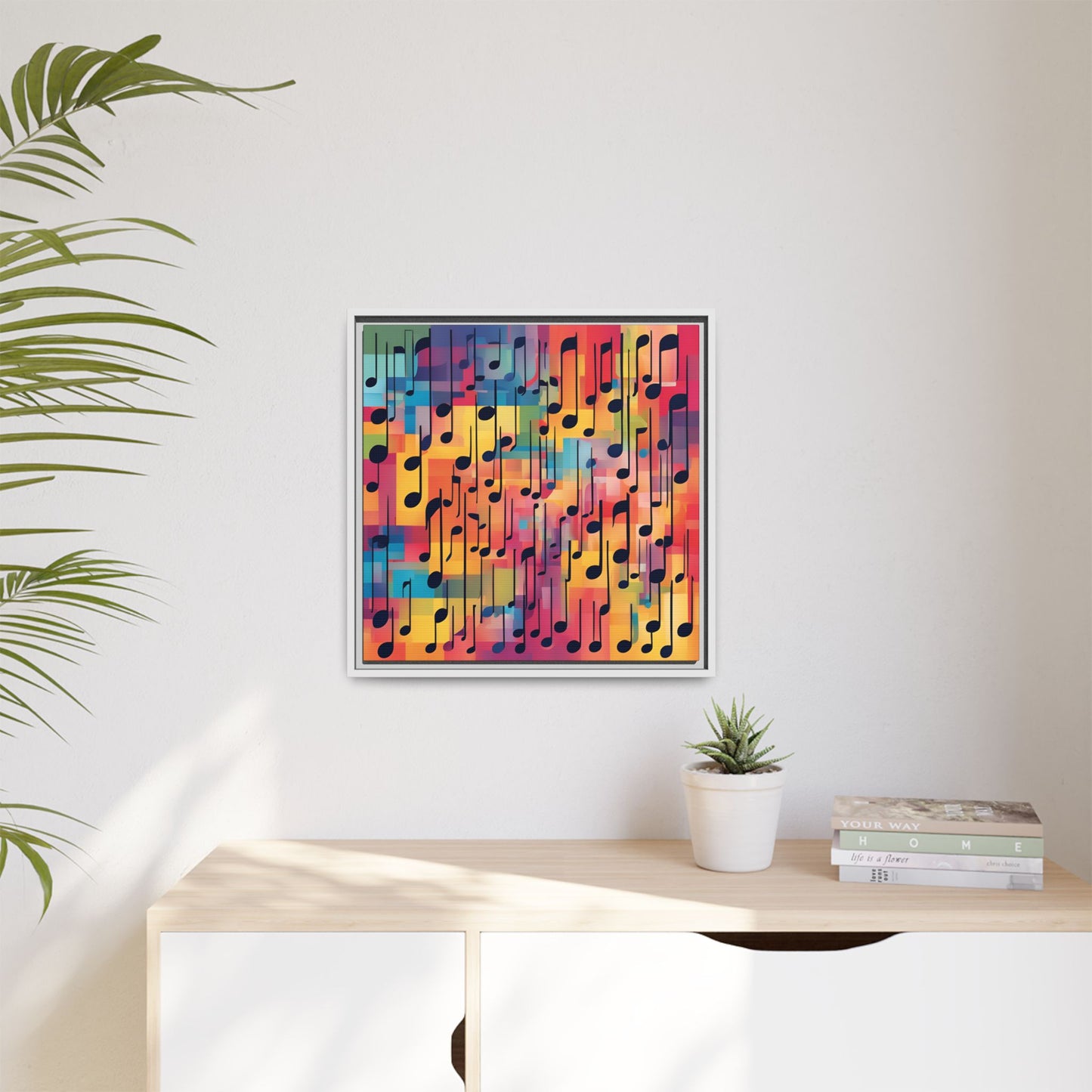 Modern Music-Themed Print Abstract Design Unique Framed Canvas Print Treble Clef Note Wall Art Music Lover Gift Decor 3 frame colors