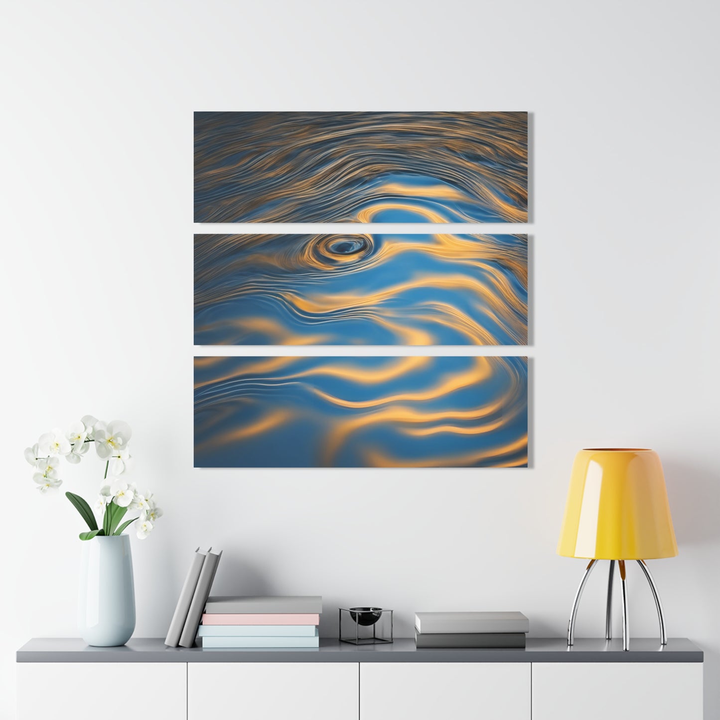 Water Ripple Modern Design Triptych 3-Panel Acrylic Print Wall Art Unique Water Themed Beachy Interior Acrylic Decor