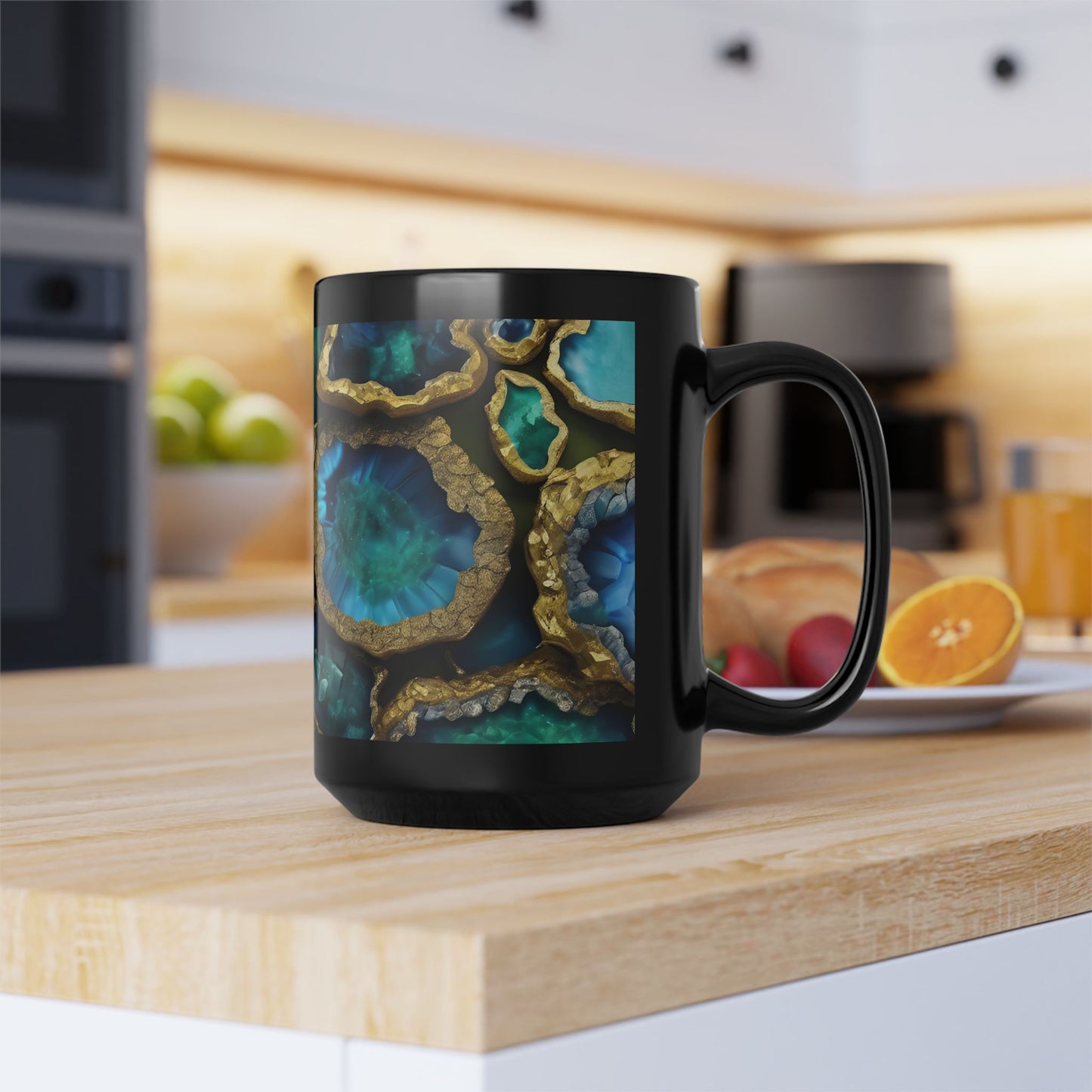 Ceramic Coffee Mug Quartz-Inspired Agate Image Nature Lover Ceramic Unique Colorful Teacup Geode Rock Gemstone Lover Ceramic 15 oz Mug