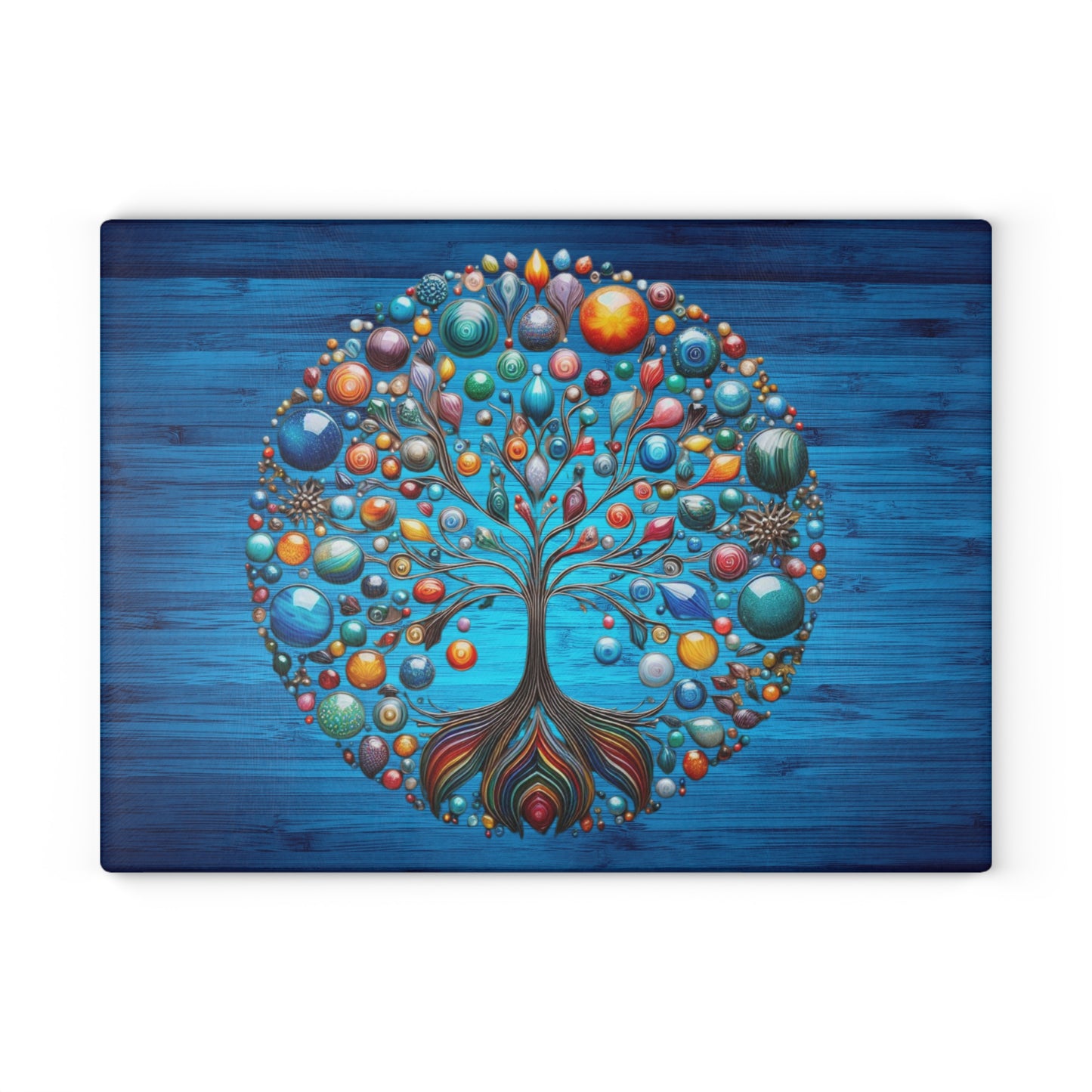 Glass Kitchen Decor Glass Cutting Board Serving Tray with Tree of Life Design Cutting Board Gift for Home Cook Glass Charcuterie Board