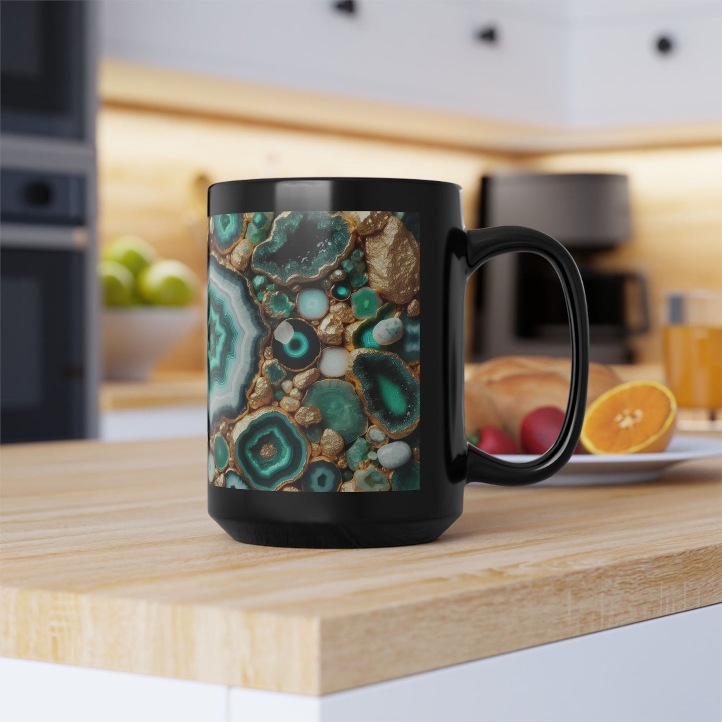 Ceramic Coffee Mug Quartz-Inspired Agate Image Nature Lover Ceramic Unique Colorful Teacup Geode Rock Gemstone Lover Ceramic 15 oz Mug