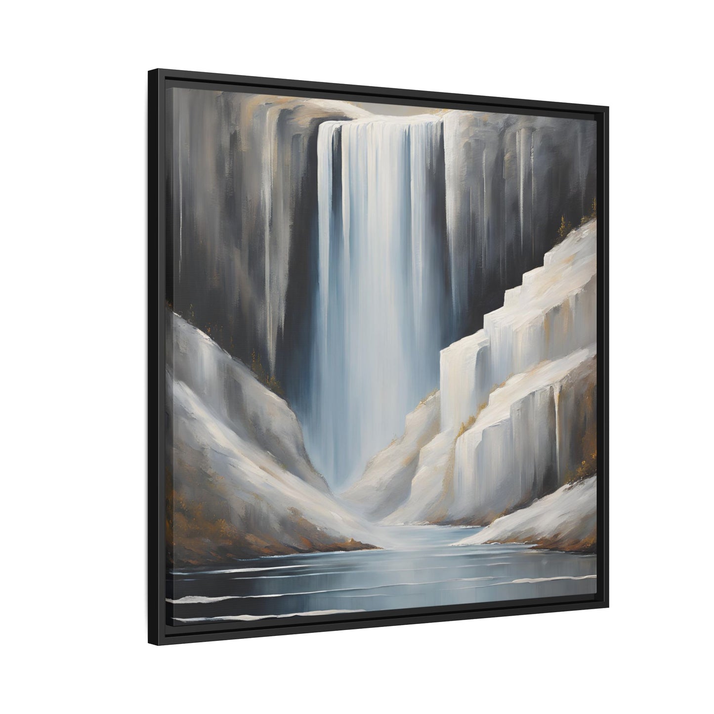 Modern Abstract Waterfall Design Unique Framed Canvas Wall Art Ocean Beach Gift Nature Lover Gift Mountain Landscape Gift 3 frame colors