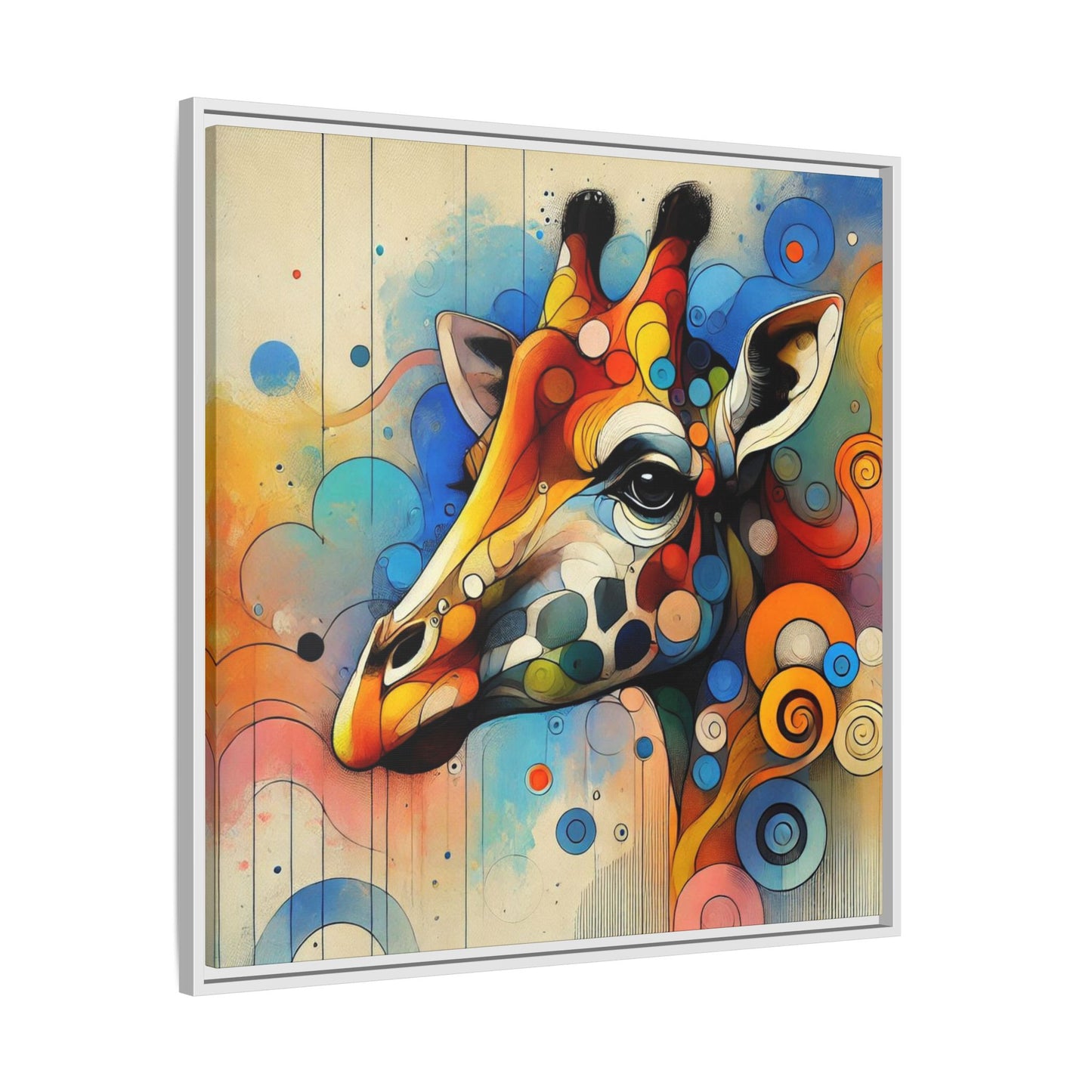 Modern Giraffe Print Abstract Design Unique Framed Canvas Print African Wall Art Animal Lover Gift Nature Lover Decor 3 frame colors