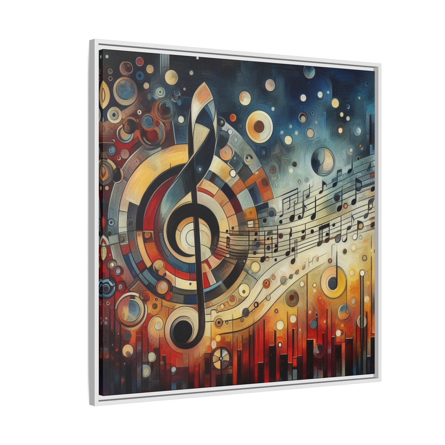 Modern Music-Themed Print Abstract Design Unique Framed Canvas Print Treble Clef Note Wall Art Music Lover Gift Decor 3 frame colors