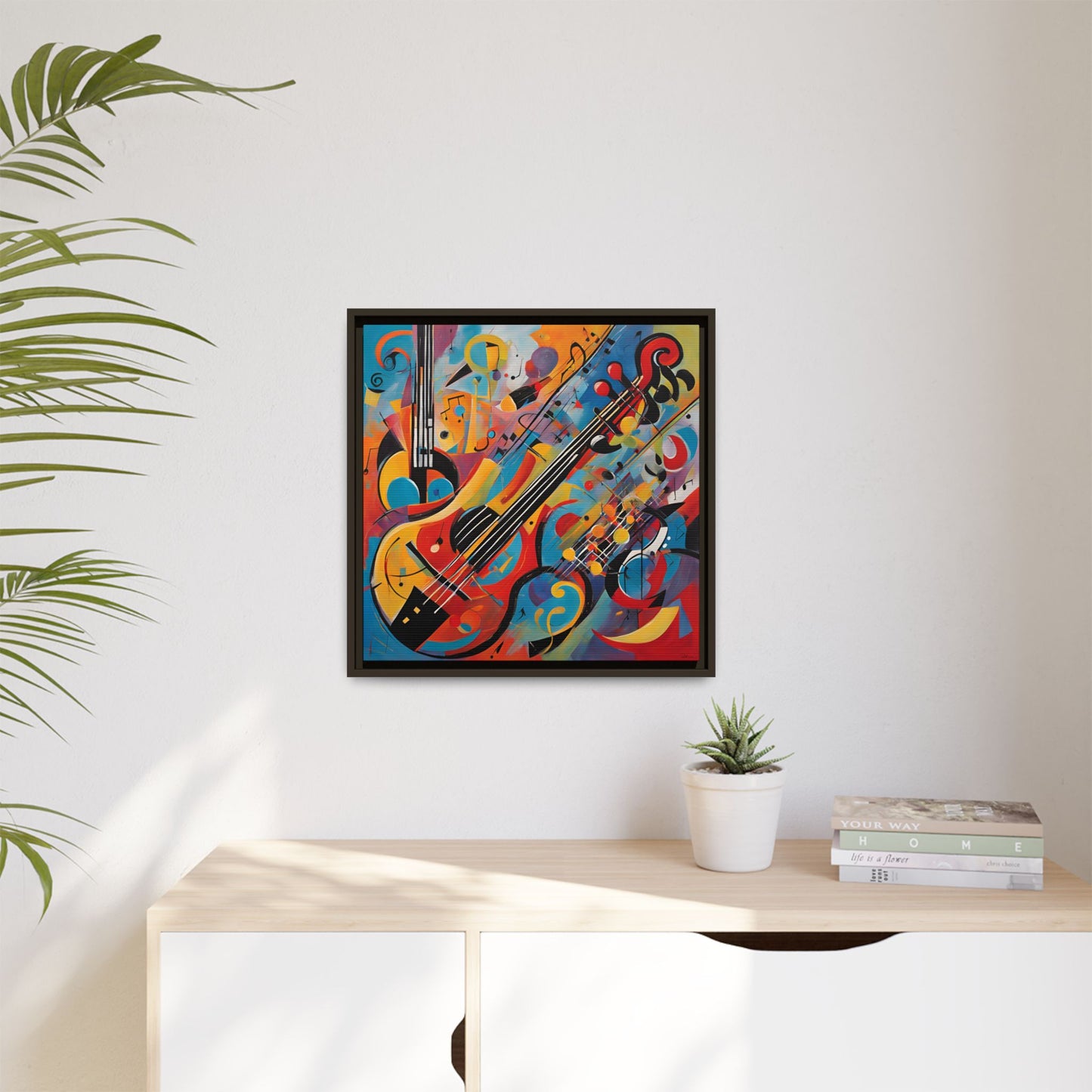 Modern Music-Themed Print Abstract Design Unique Framed Canvas Print Guitar Wall Art Music Lover Gift Decor 3 frame colors