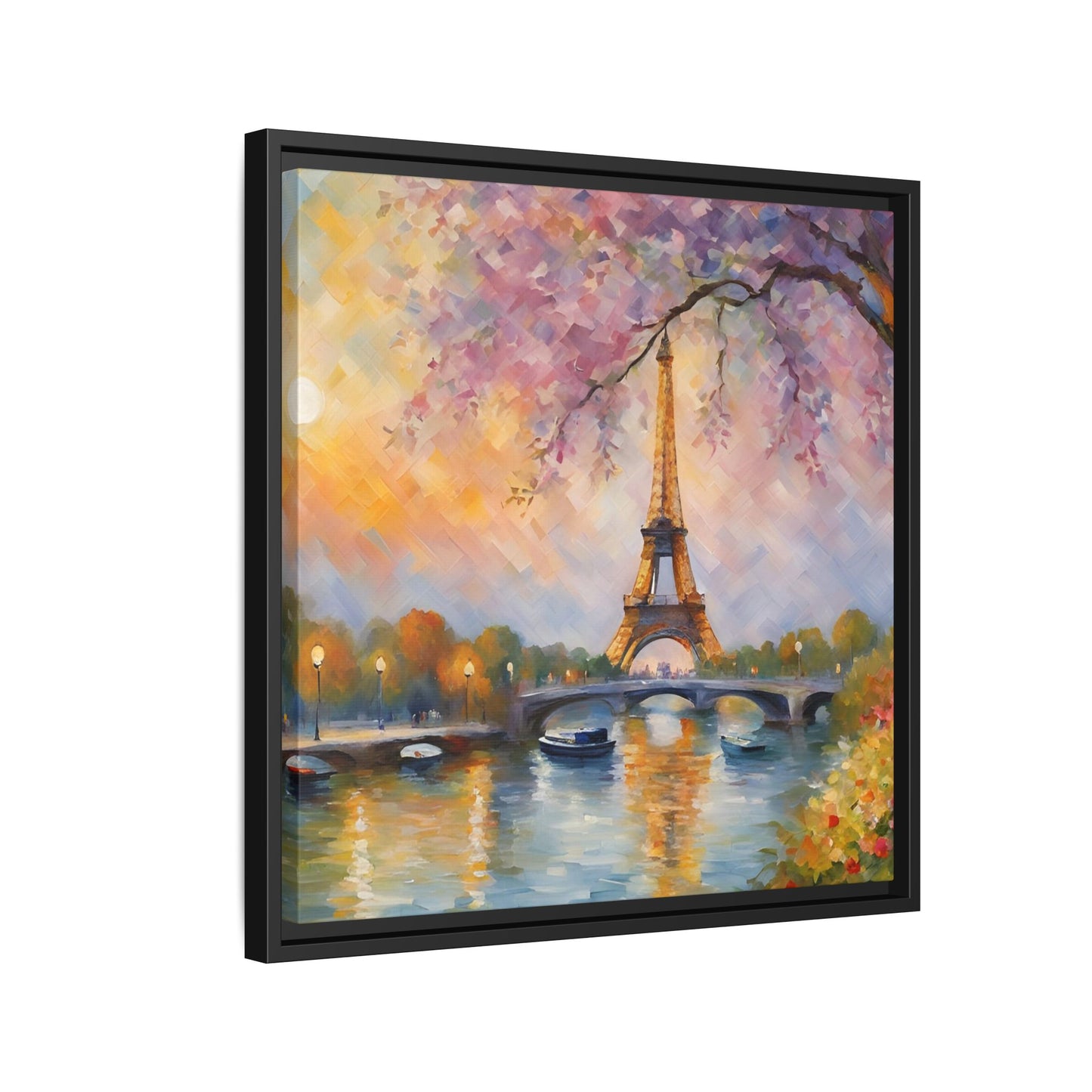 Modern Abstract Eiffel Tower Design Unique Framed Canvas Landscape Wall Art Paris France Gift Nature Lover Gift 3 frame colors