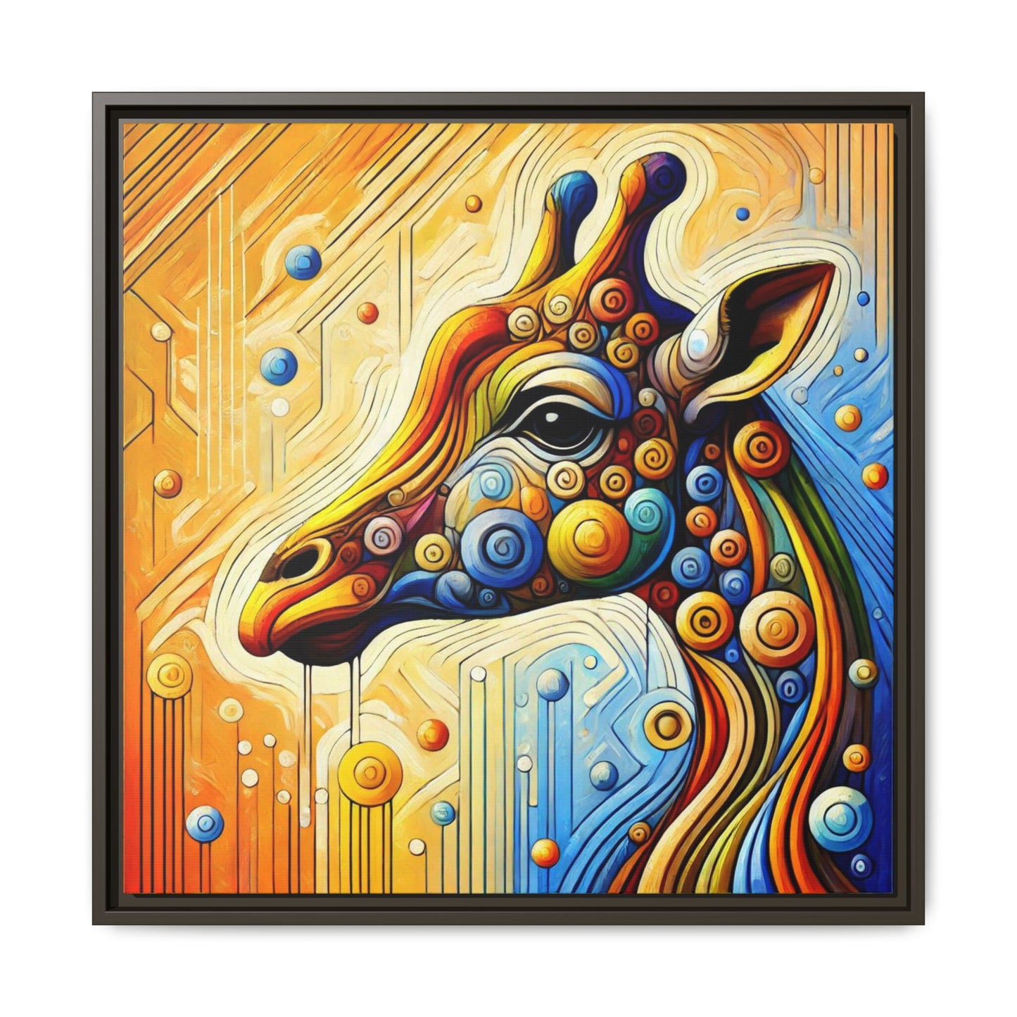 Modern Giraffe Print Abstract Design Unique Framed Canvas Print African Wall Art Animal Lover Gift Nature Lover Decor 3 frame colors