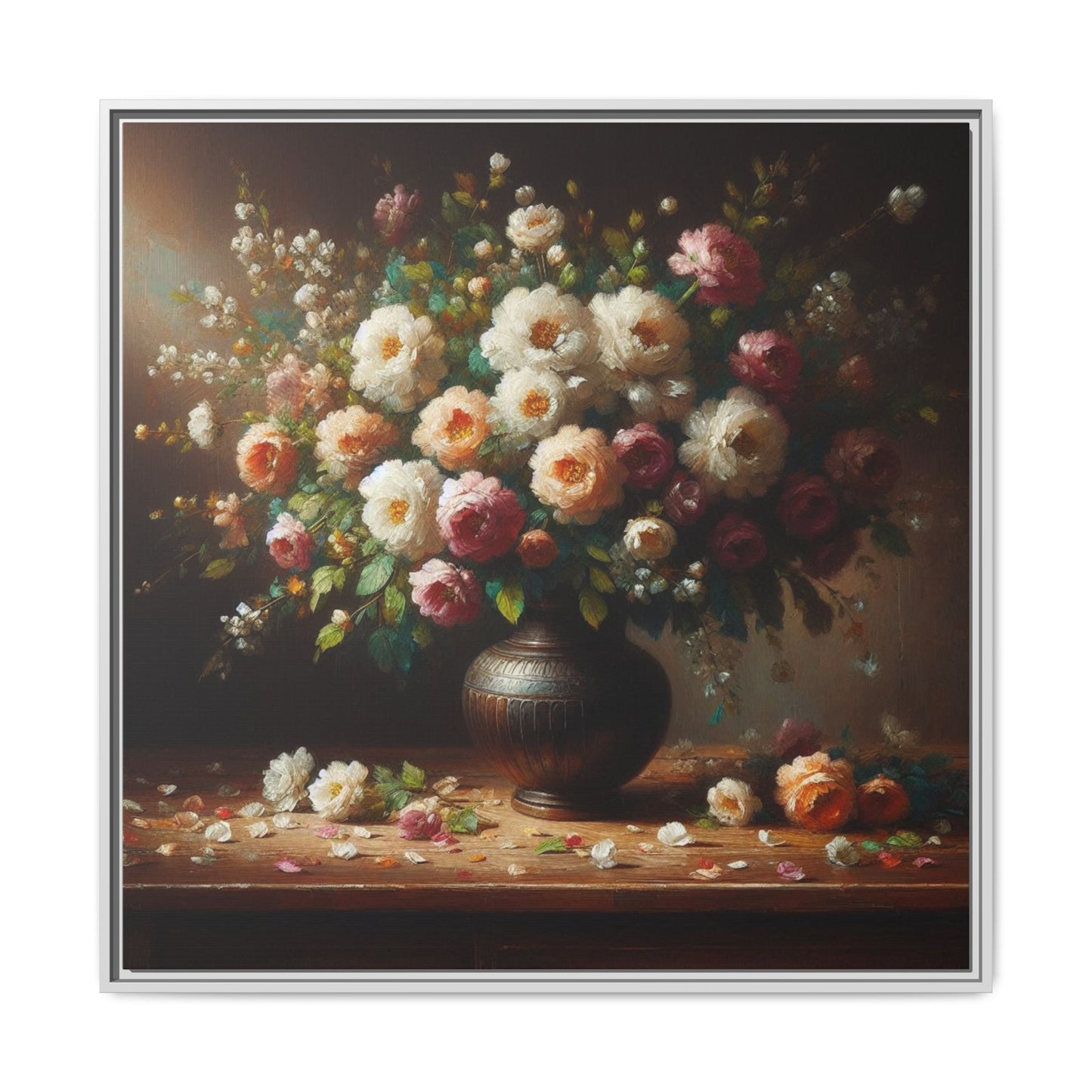 Vase of Flowers Unique Framed Canvas Wall Art Flower Lover Gift Wildflower Artwork Nature Lover Lanscape Gift 3 frame colors