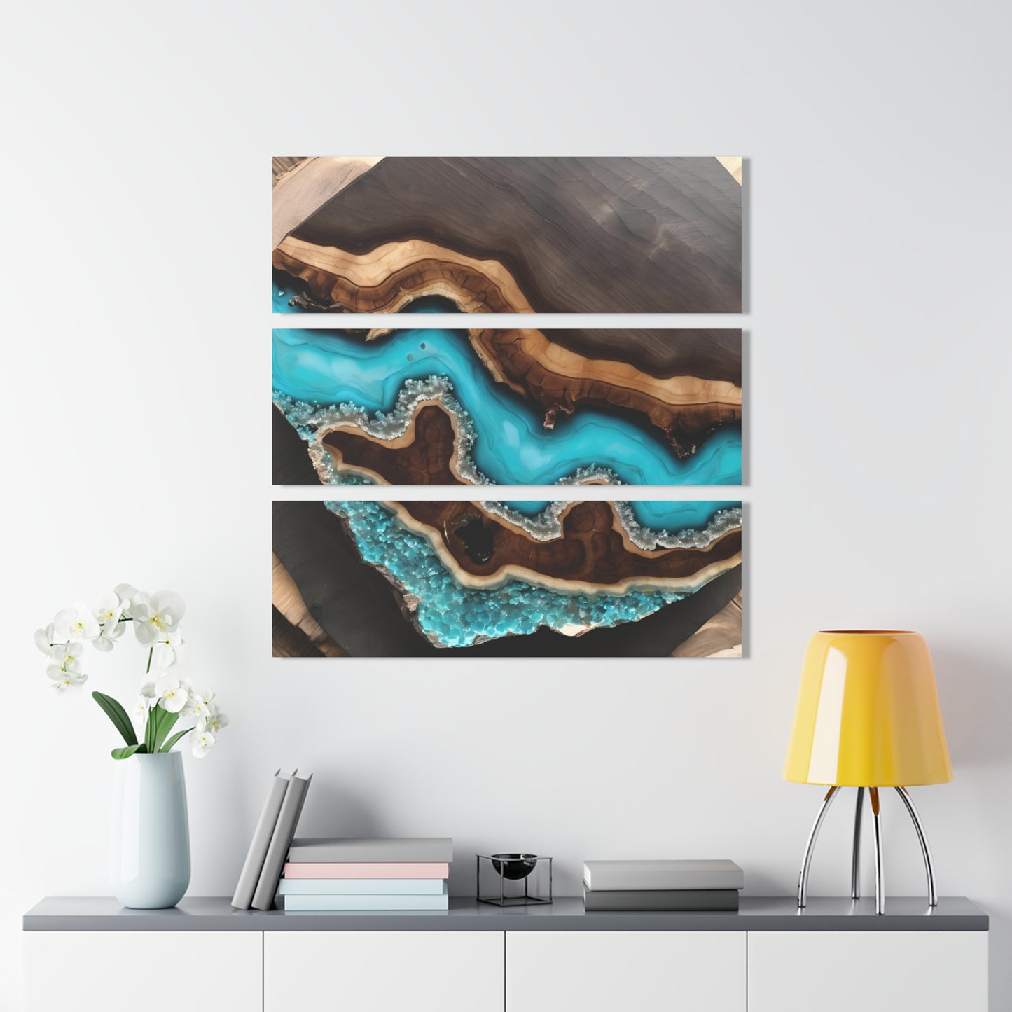Stunning Geode-Inspired Quartz Crystal-look Design Triptych Acrylic Print Wall Art Nature Lover Gift Geology Rock Wood Lover Gift