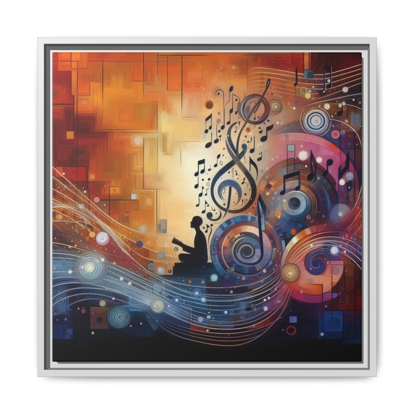 Modern Music-Themed Print Abstract Design Unique Framed Canvas Print Treble Clef Note Wall Art Music Lover Gift Decor 3 frame colors
