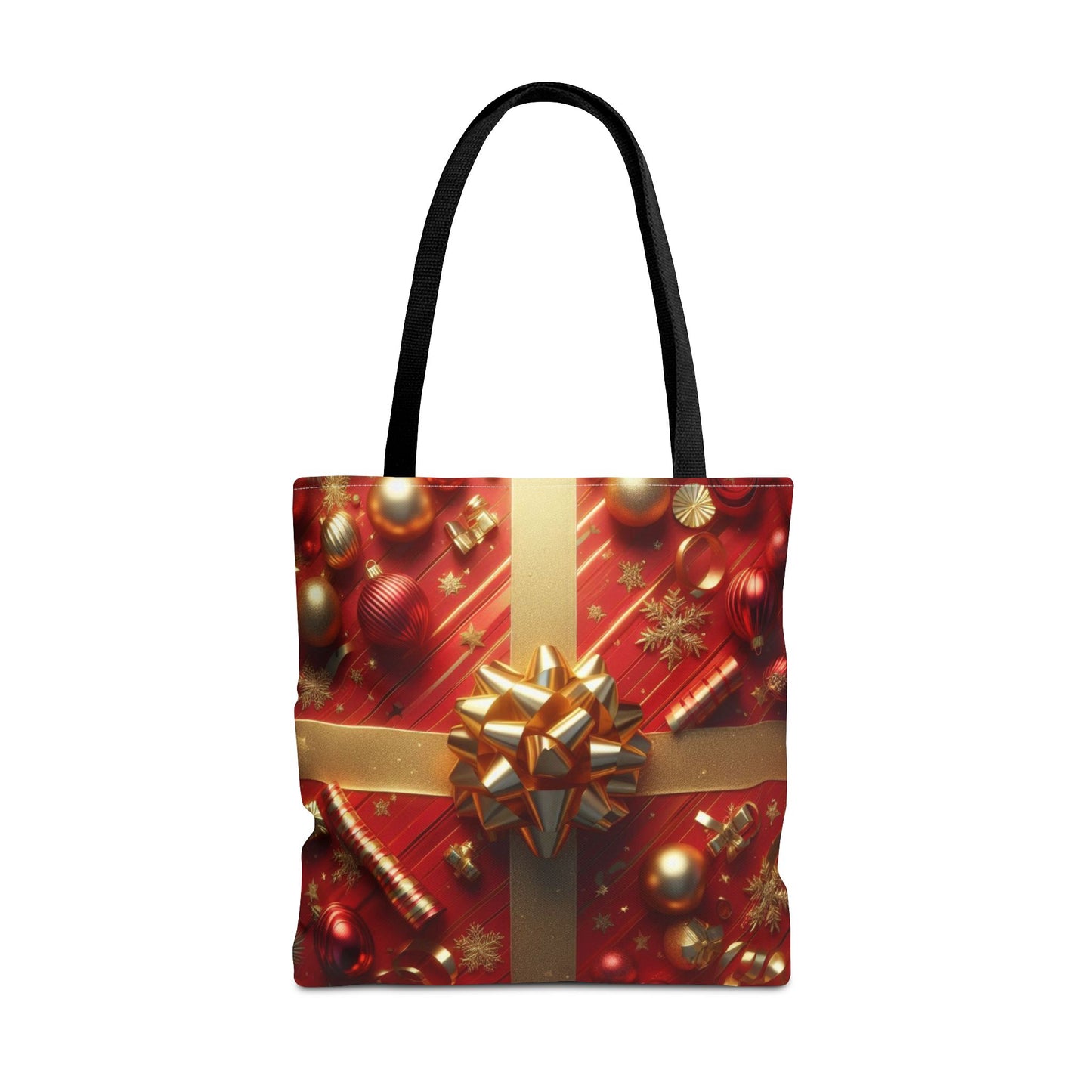 Gift Wrapped Design Christmas Tote Bag Holiday Cheer Gift Winter Accessory Reusable Winter Shopping Bag Xmas Joy Gift Unisex Bag for Him Her