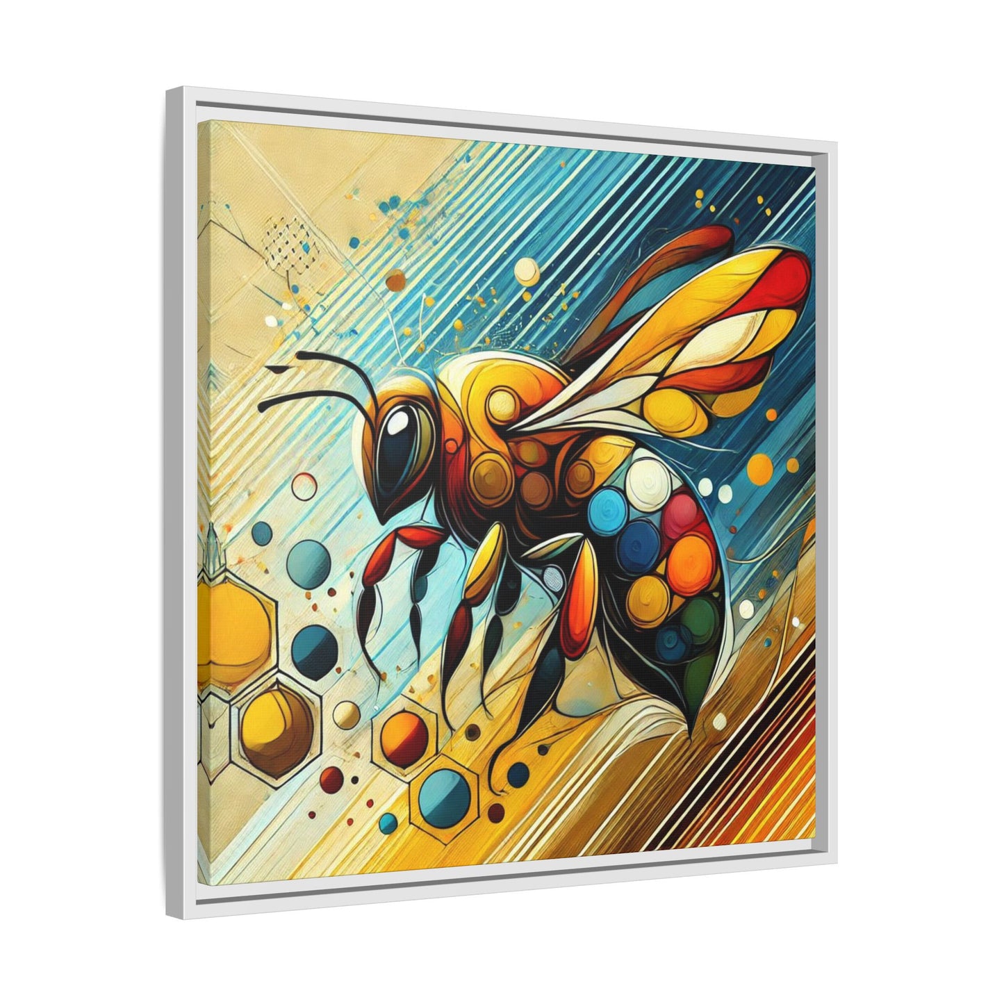 Modern Bee Print Abstract Design Unique Framed Canvas Print Insect Lover Wall Art Animal Lover Gift Nature Lover Decor 3 frame colors