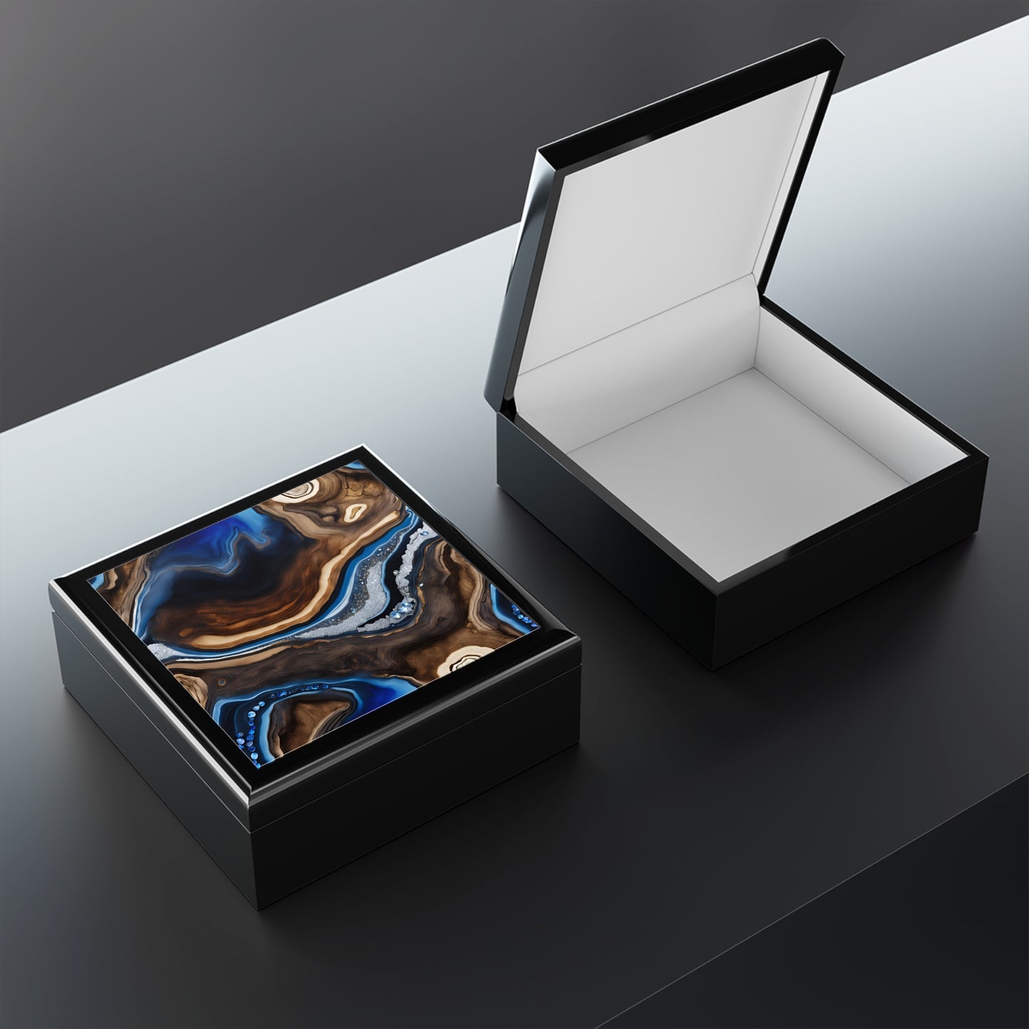Unique Art Print Design Jewelry Box Trinket Box Bedroom Dresser Decor Vanity Gift Box - 3 colors to choose from