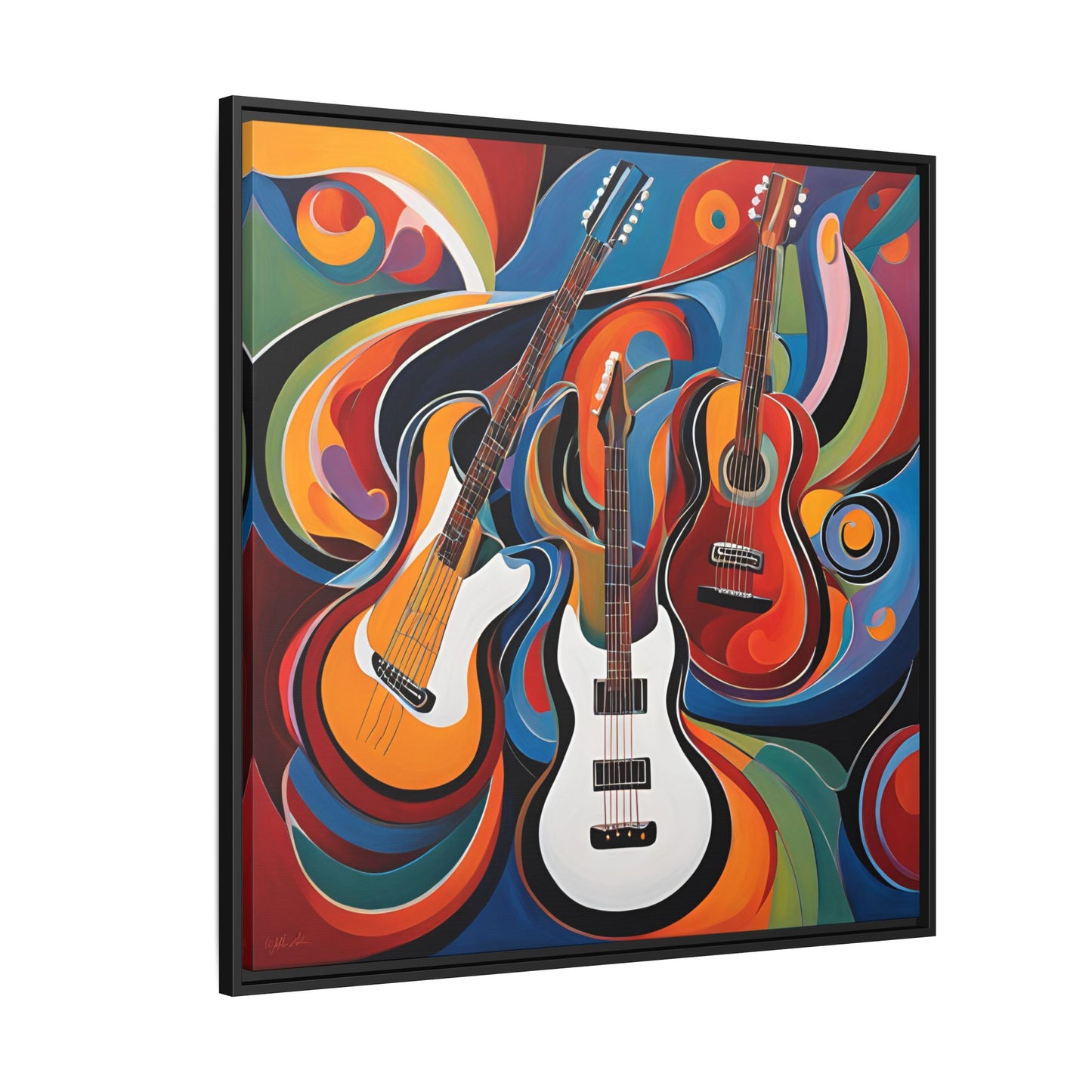 Modern Music-Themed Print Abstract Design Unique Framed Canvas Print Guitar Wall Art Music Lover Gift Decor 3 frame colors