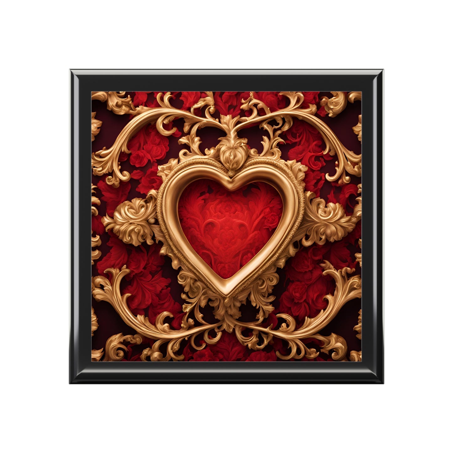 Unique Heart Art Print Design Jewelry Box Trinket Box Bedroom Dresser Decor Vanity Gift Box - 3 colors to choose from