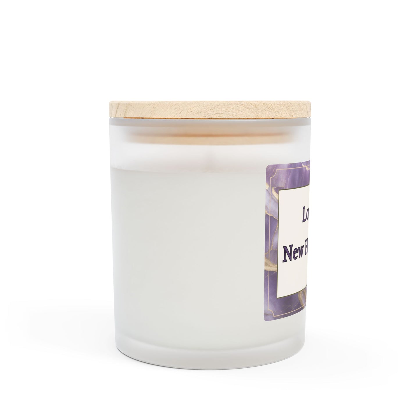 Artisanal Coconut Soy Frosted Glass Candle with Wooden Wick and Raw Maple Lid 11 oz Hand Poured Candle for New Home Owner 50 hrs burn time