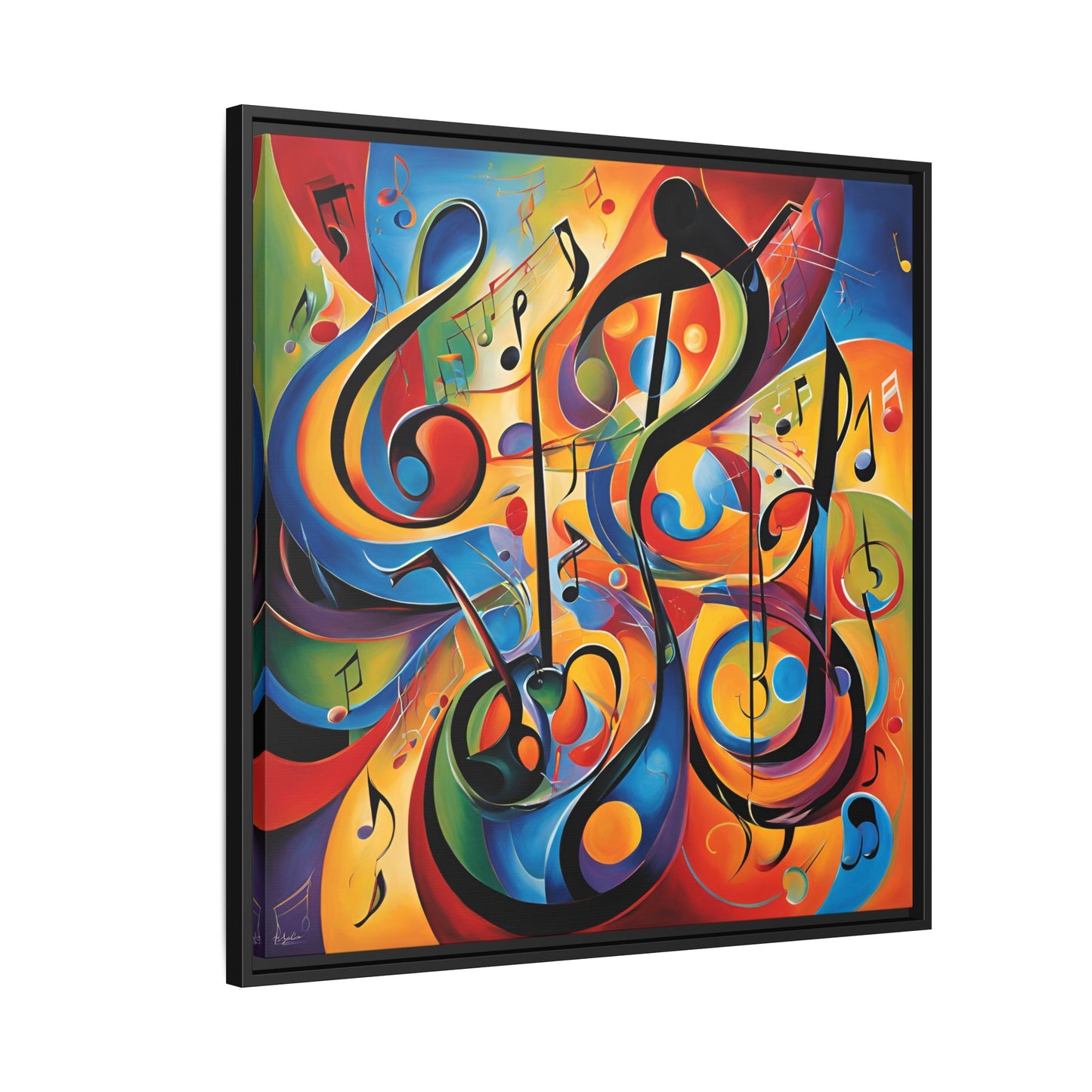 Modern Music-Themed Print Abstract Design Unique Framed Canvas Print Treble Clef Note Wall Art Music Lover Gift Decor 3 frame colors