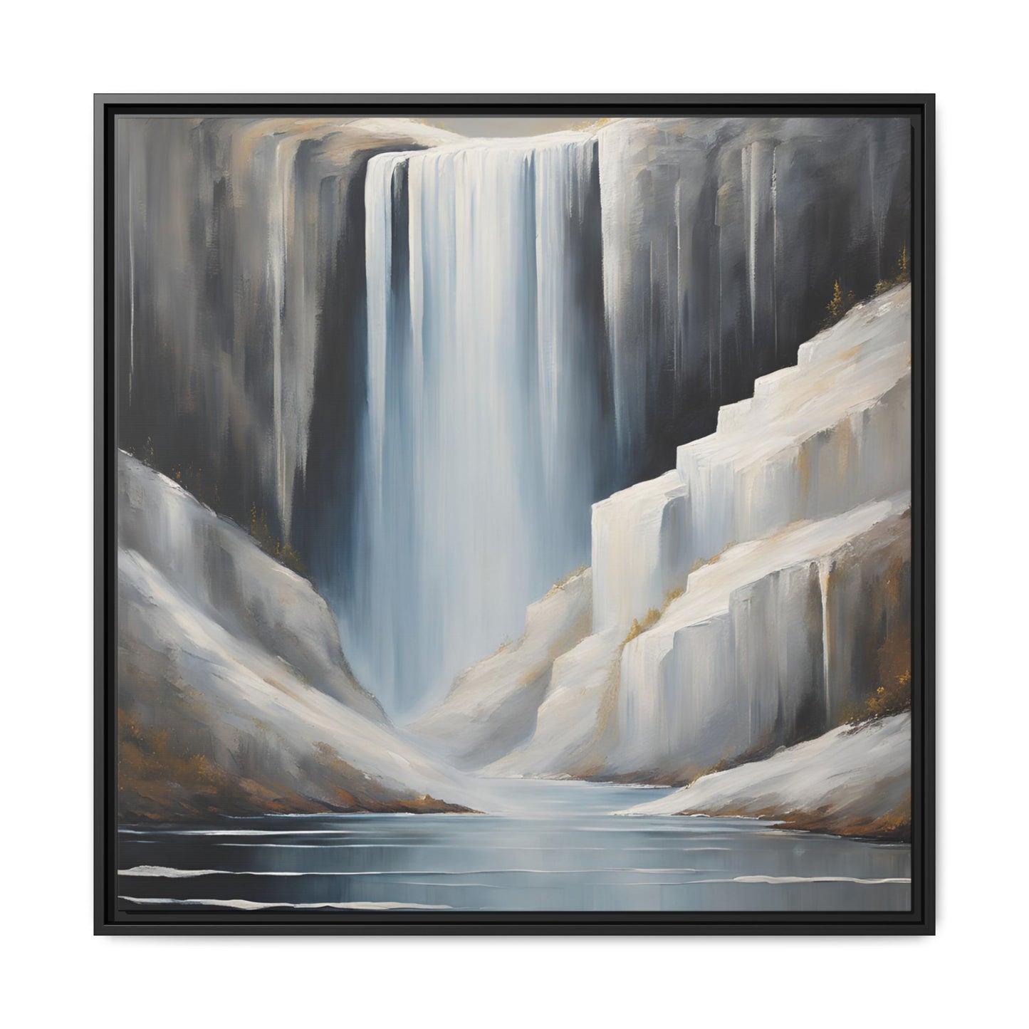 Modern Abstract Waterfall Design Unique Framed Canvas Wall Art Ocean Beach Gift Nature Lover Gift Mountain Landscape Gift 3 frame colors