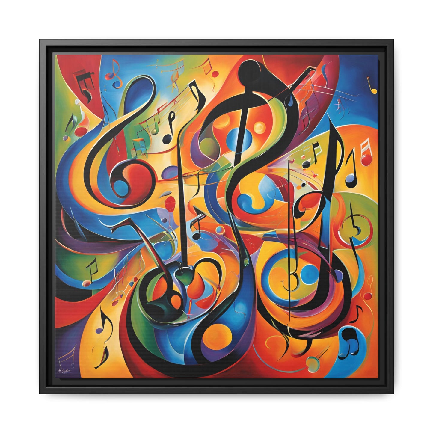 Modern Music-Themed Print Abstract Design Unique Framed Canvas Print Treble Clef Note Wall Art Music Lover Gift Decor 3 frame colors