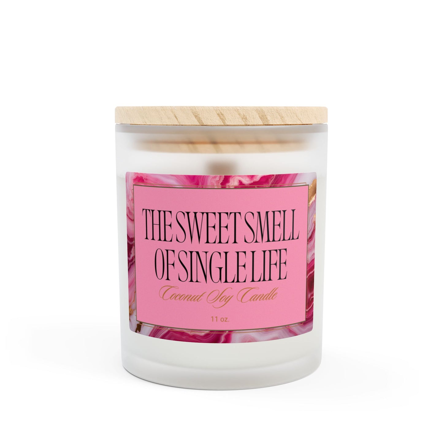 Artisanal Coconut Soy Frosted Glass Candle with Wooden Wick and Raw Maple Lid 11 oz Hand Poured Single Person Funny Breakup Candle